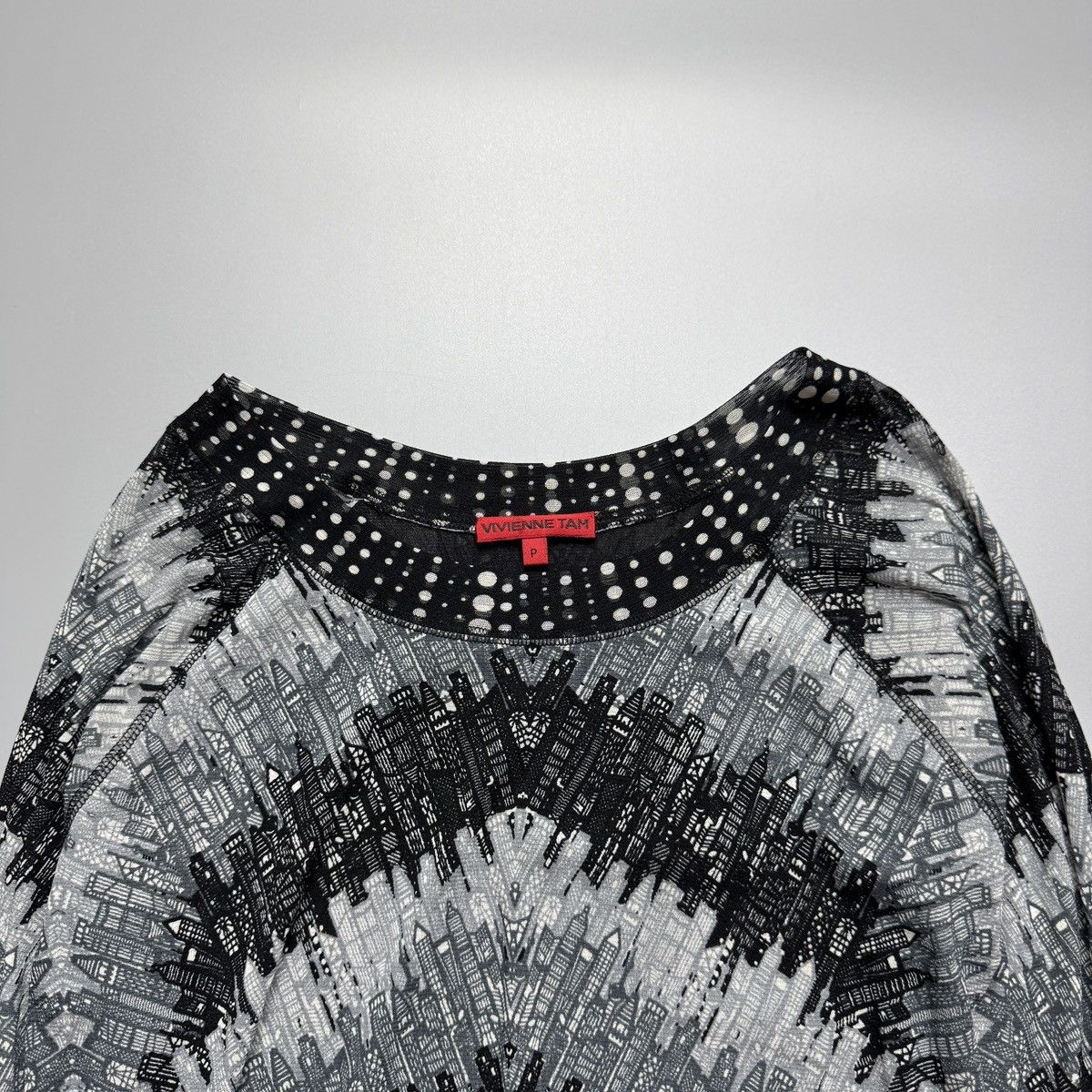Vivienne Tam Vivienne Tam - Mesh City Design Longsleeve Blouse Size S / US 4 / IT 40 - 6 Thumbnail
