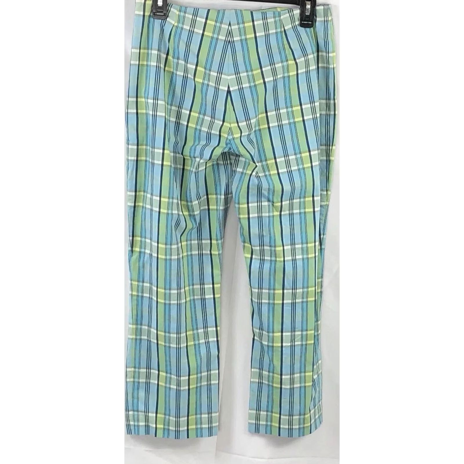 Gap VINTAGE Gap Pants 28"W Blue Plaid HighRise Cropped Preppy Academia 90s Womens Size 34" / US 12 / IT 48 - 3 Thumbnail