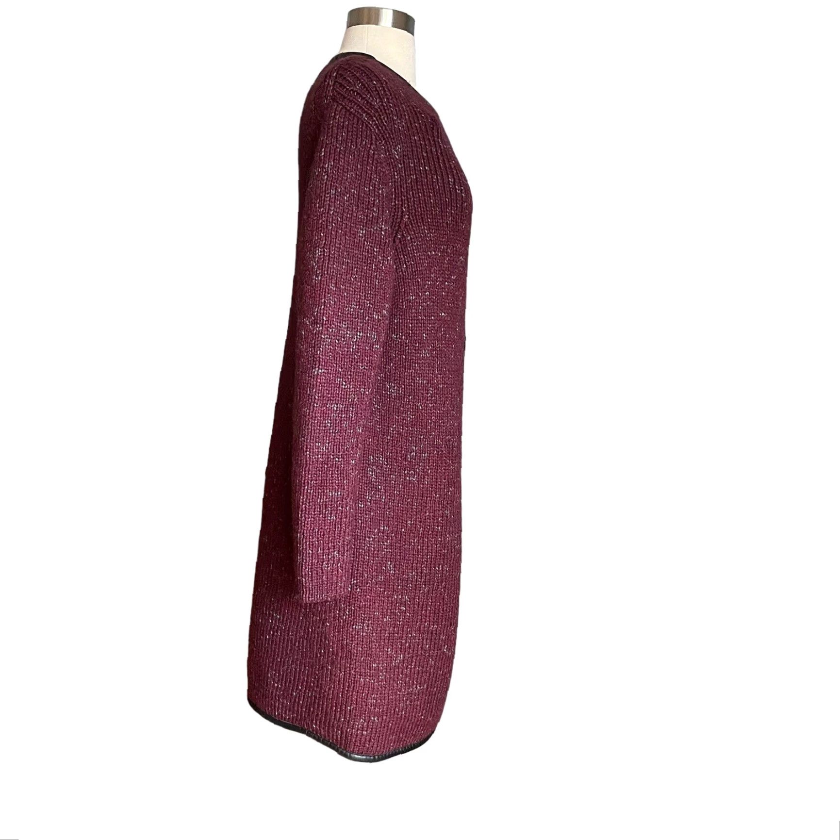 Vintage Ports 1961 Knit Wool Blend w/ Leather Trim Sweater Jacket Purple M Size M / US 6-8 / IT 42-44 - 5 Thumbnail