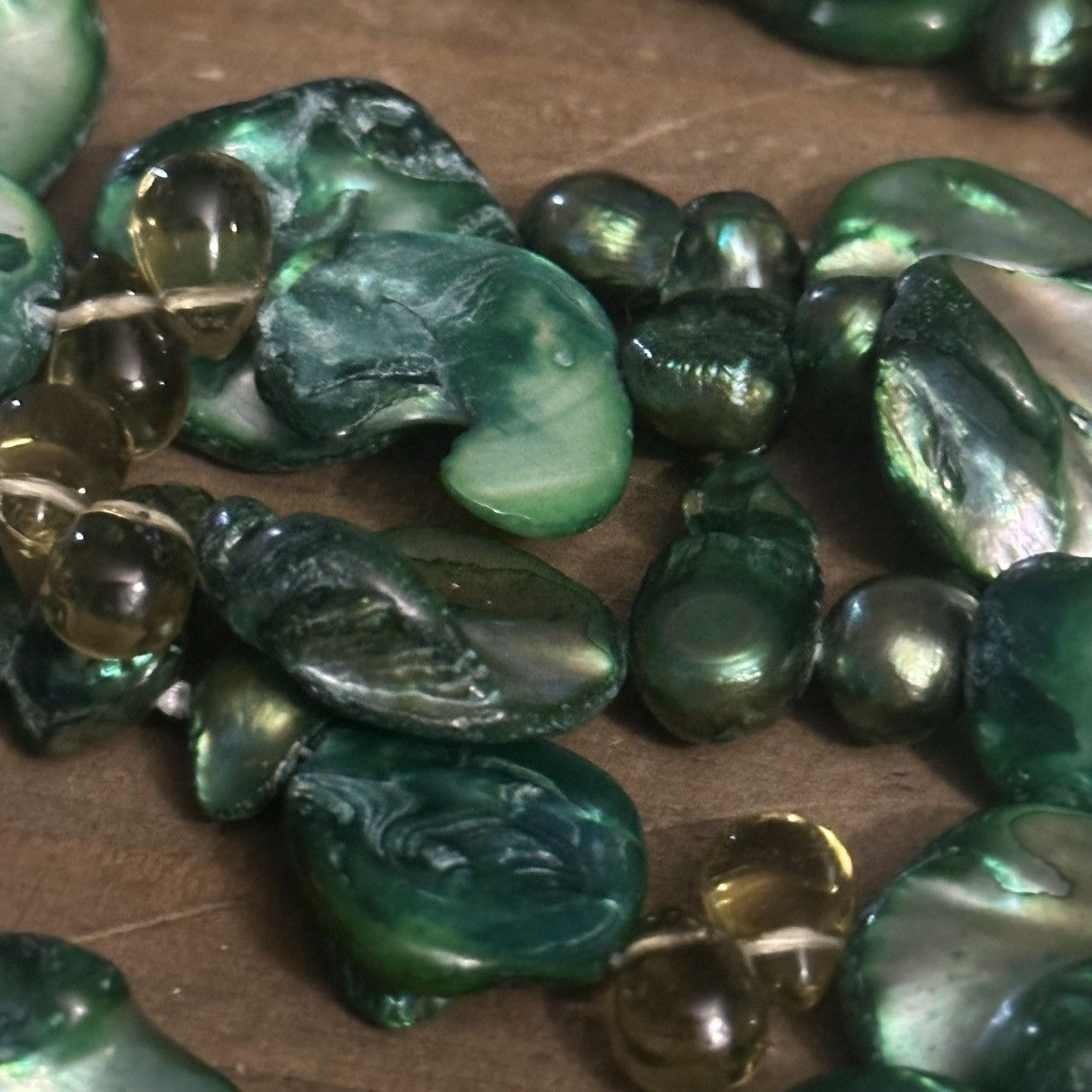 Vintage Vintage green Keshi freshwater pearl necklace Size ONE SIZE - 4 Thumbnail