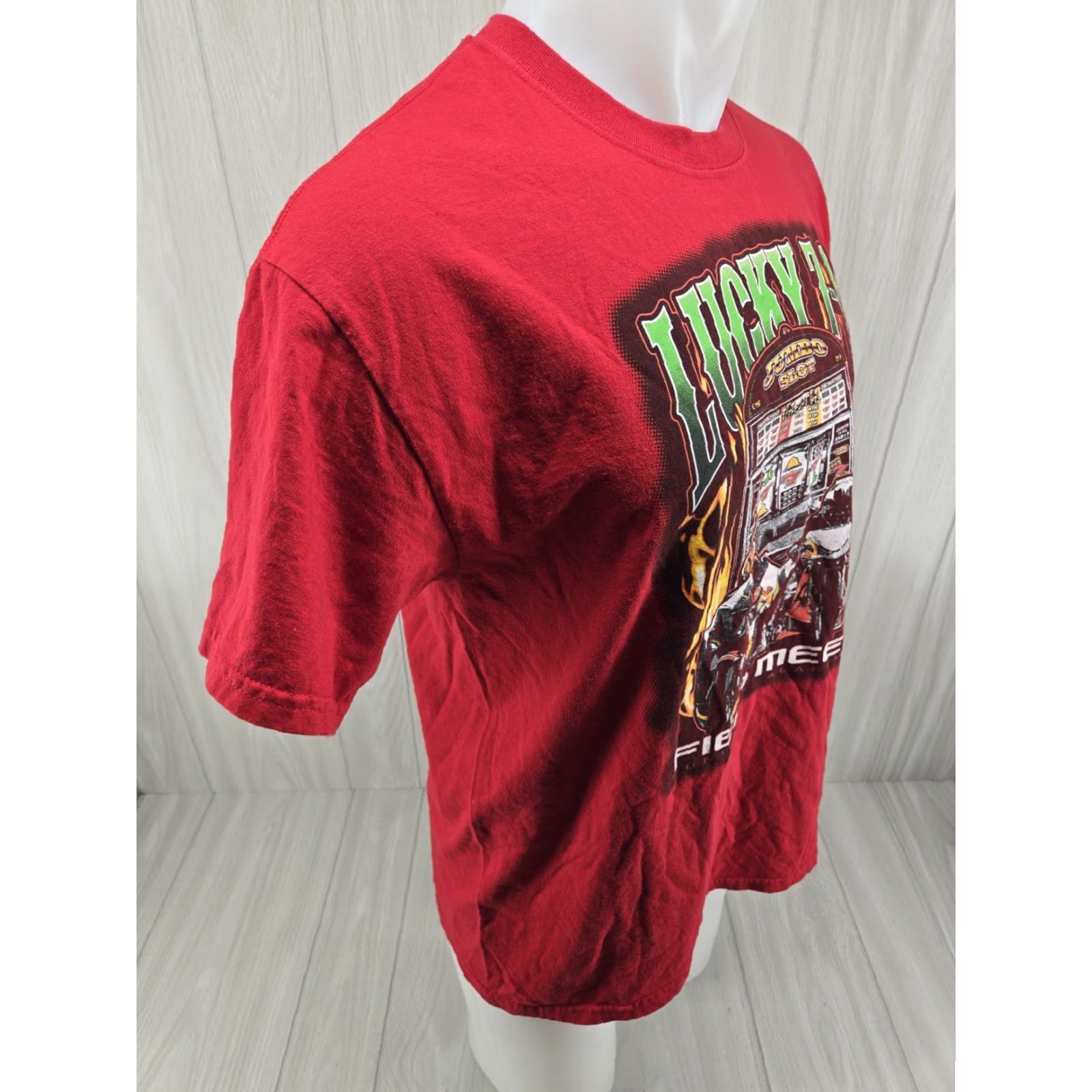 Gildan Lucky 7-11 Alabama Field Meet Huntsville Al T-Shirt Size Large Mens Regular Red Short Sleeve Size US L / EU 52-54 / 3 - 7 Thumbnail