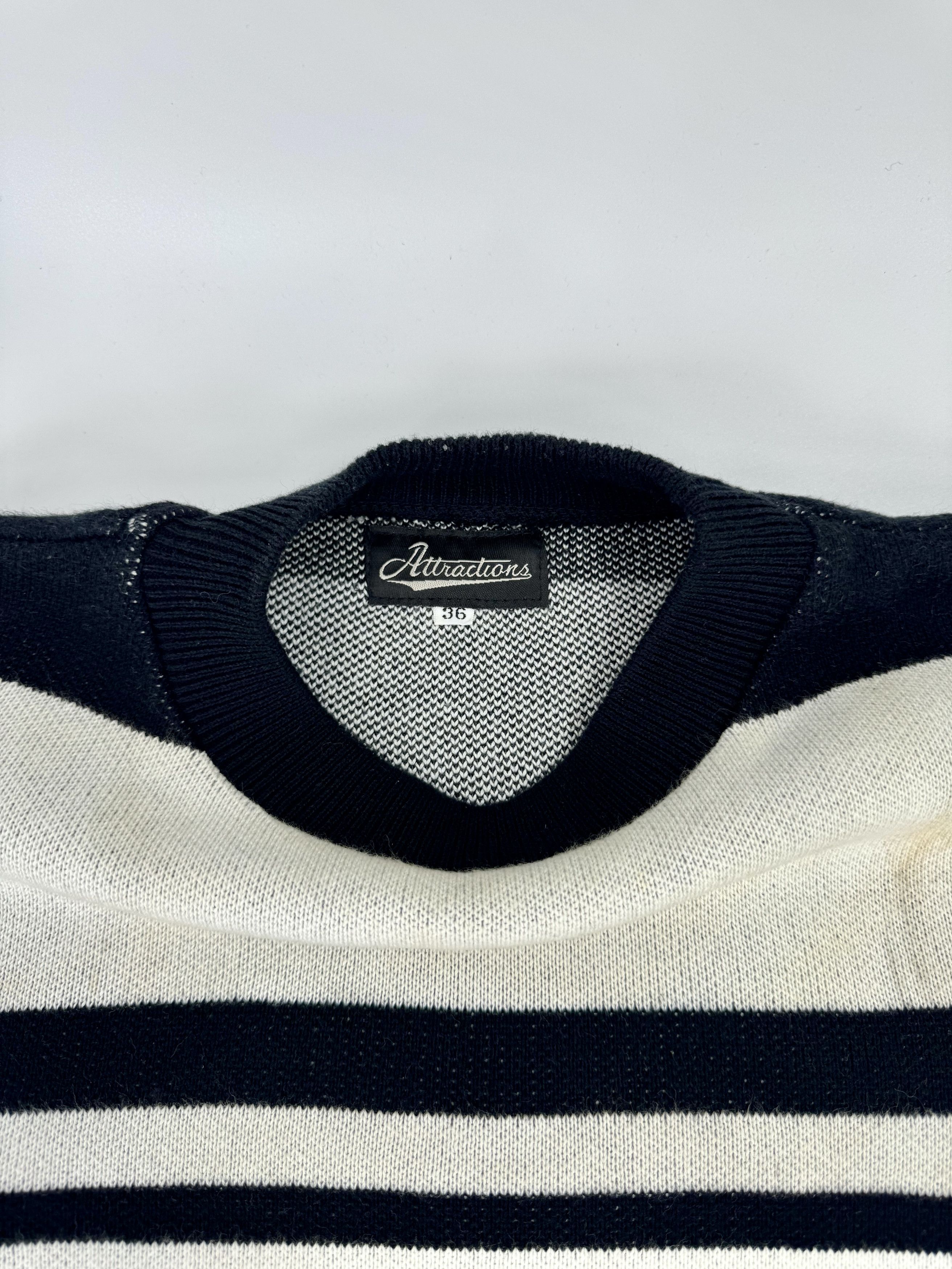 ATTRACTIONS Attractions Japan Striped Cotton Knit Motorcycle Sweater 36 Size US S / EU 44-46 / 1 - 3 Thumbnail