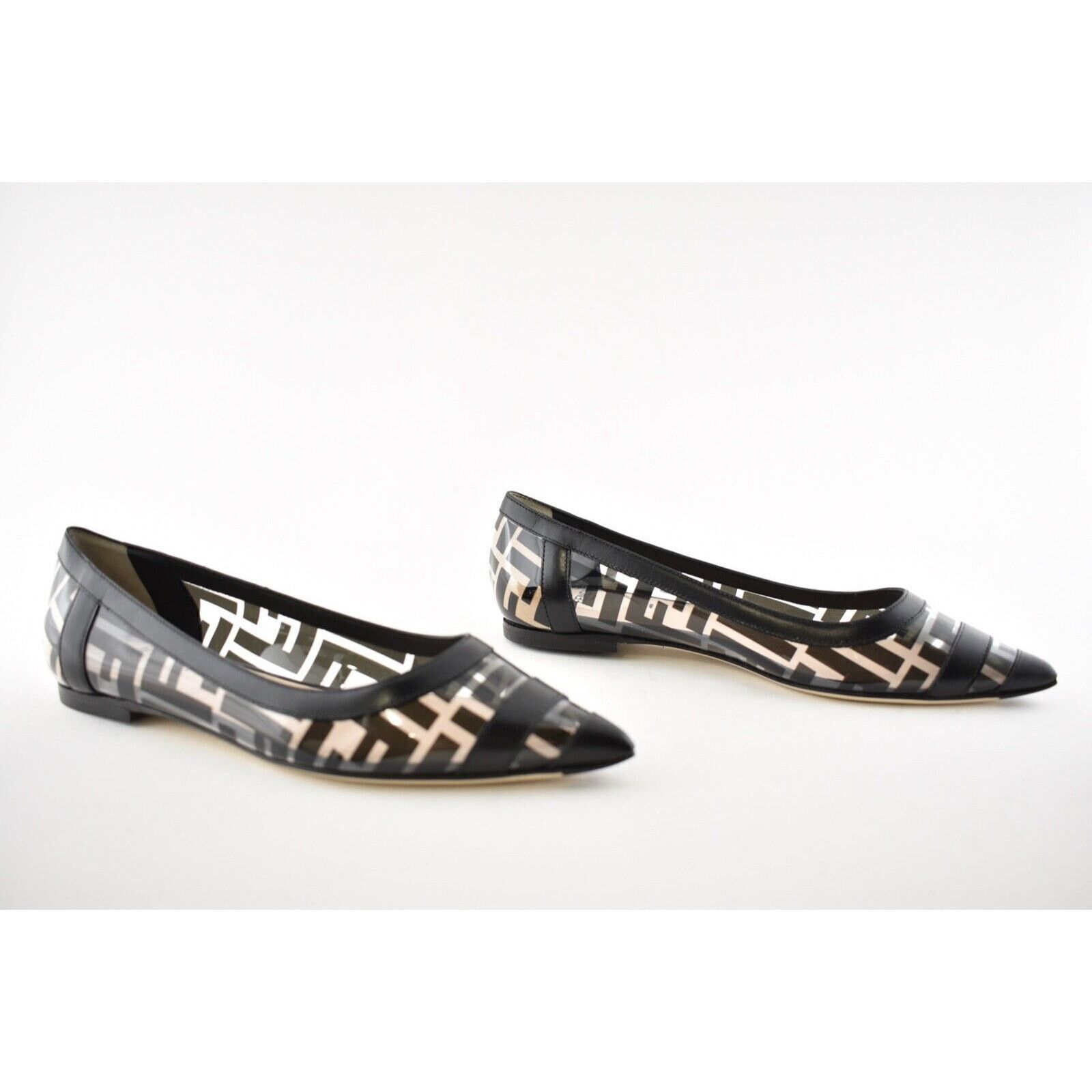 Fendi Fendi Black PVC Colibri Clear Leather Pointed Ballerina Size US 6 / IT 36 - 2 Thumbnail