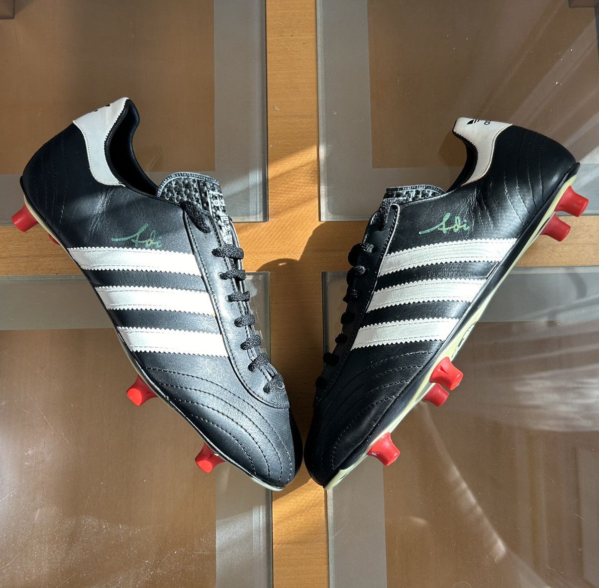 image of Adidas Vintage Soccer Cleats Adi Dassler Shoes in Black, Men's (Size 8.5)