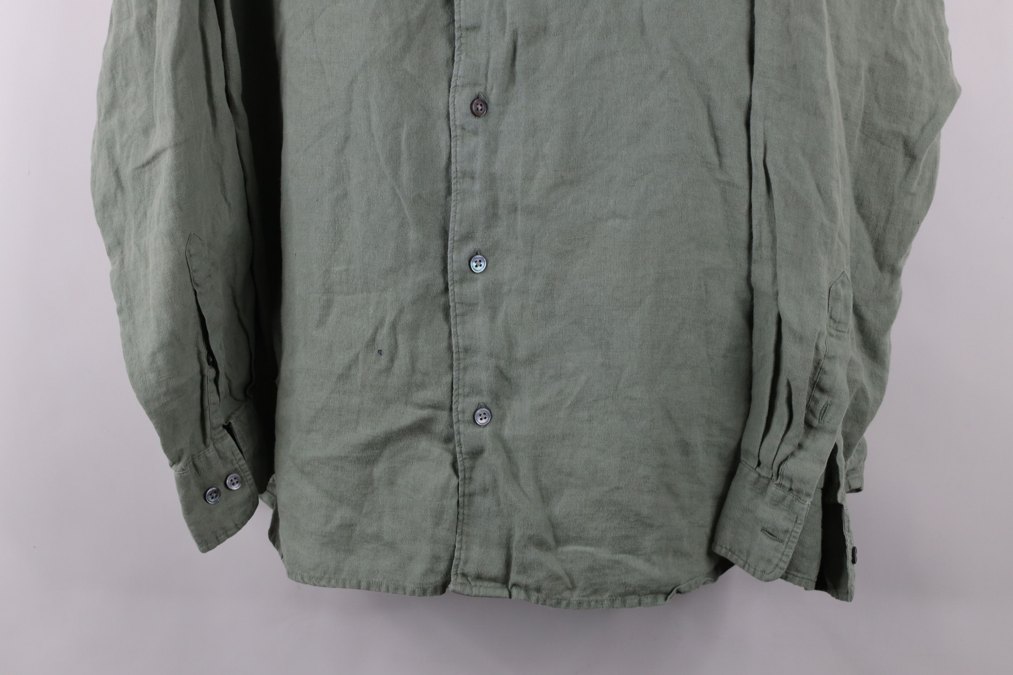 Banana Republic × Vintage Vintage Y2K 2001 Banana Republic Collared Button Shirt Green Size US L / EU 52-54 / 3 - 3 Thumbnail