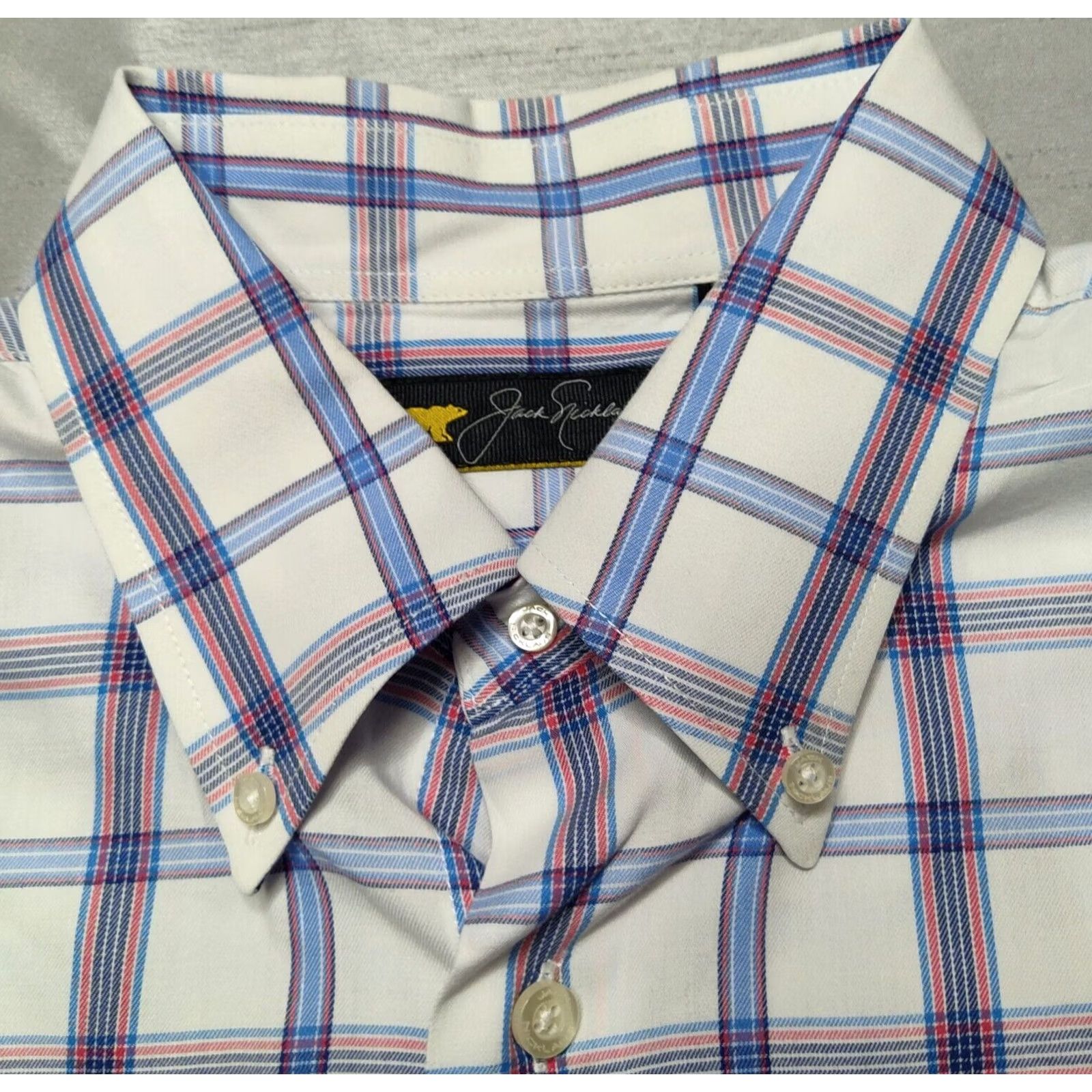 Vintage JACK NICKLAUS Red White Blue Plaid Button-Up Shirt - Men M EUC Size US M / EU 48-50 / 2 - 3 Thumbnail
