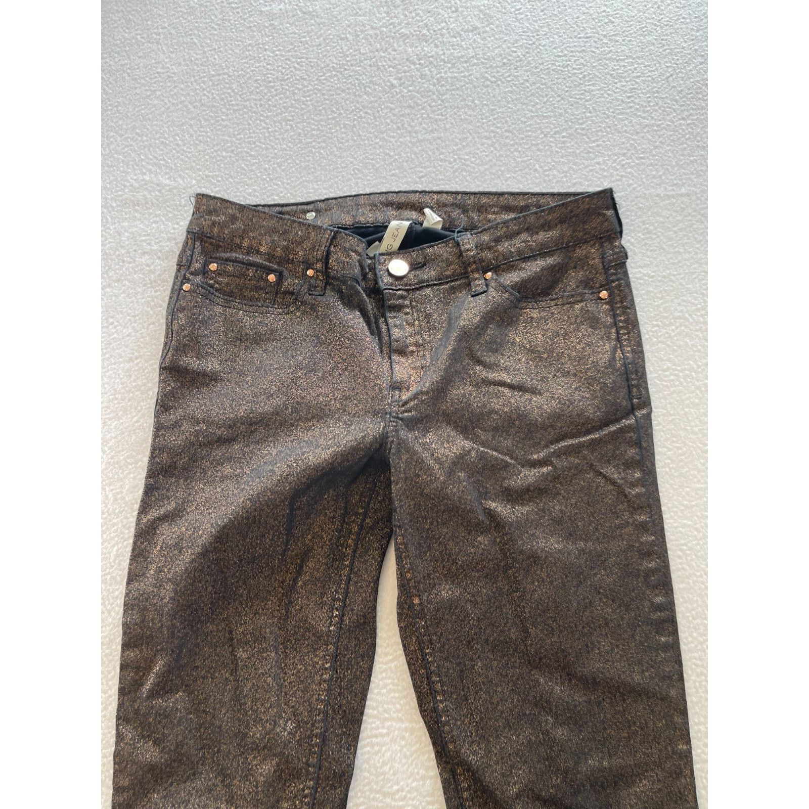 Mango Mango Jeans Womens Size 6 BlackGoldMetallic MidRise Straight Size 28" / US 6 / IT 42 - 7 Thumbnail