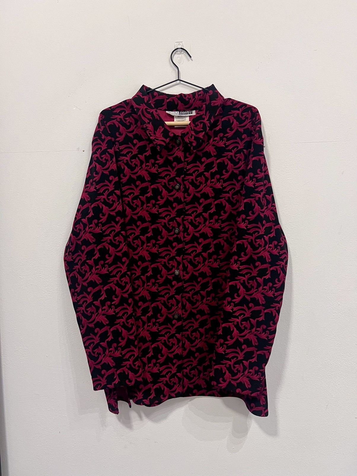 Other Vintage CM Shapes Black & Red Baroque Button-Up Shirt – 90s Size L / US 10 / IT 46 - 1 Thumbnail