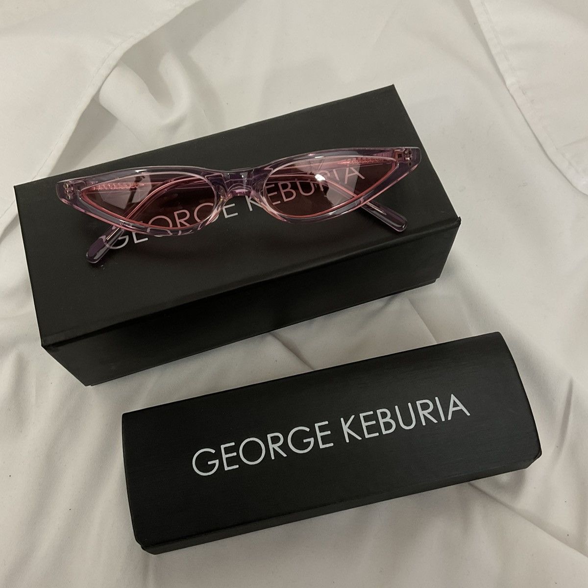 Keburia George Keburia Pink Micro Cat-Eye Sunglasses Size ONE SIZE - 7 Thumbnail