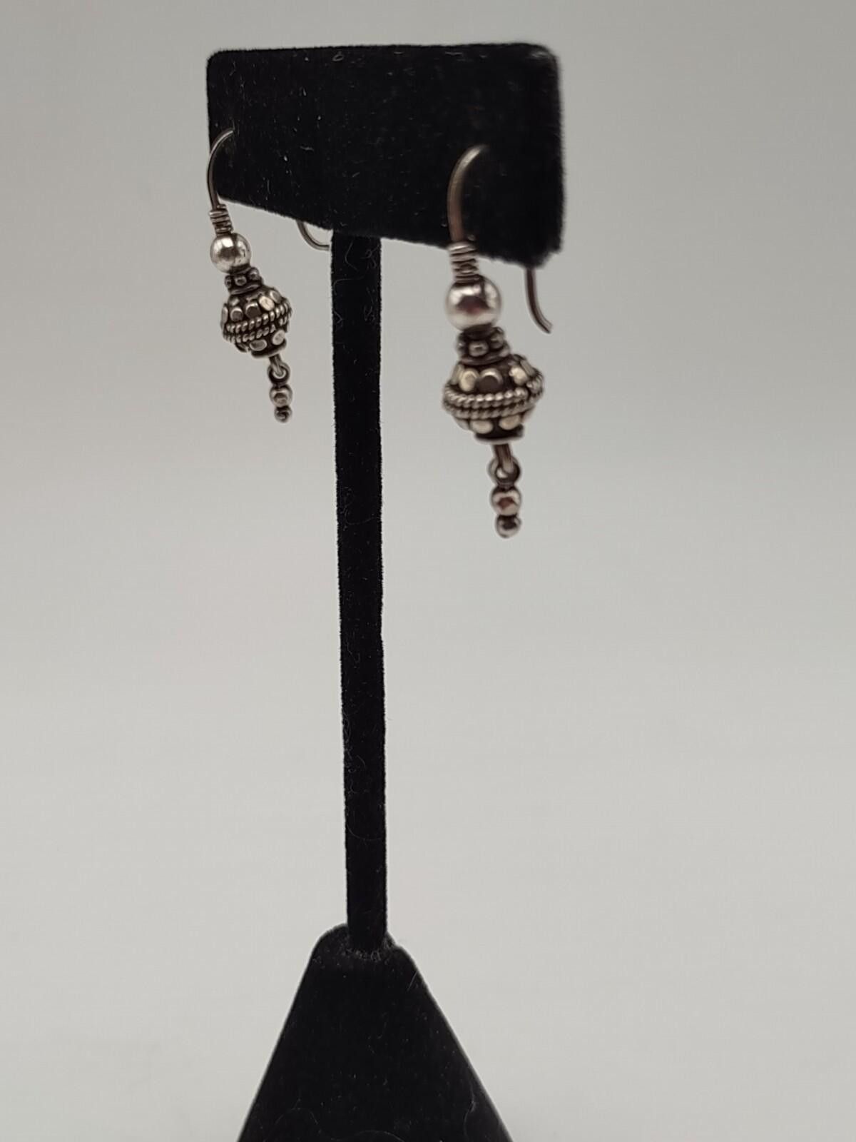 The Unbranded Brand Sterling Silver Bali Bead Dangle Earrings 925 Size ONE SIZE - 2 Thumbnail