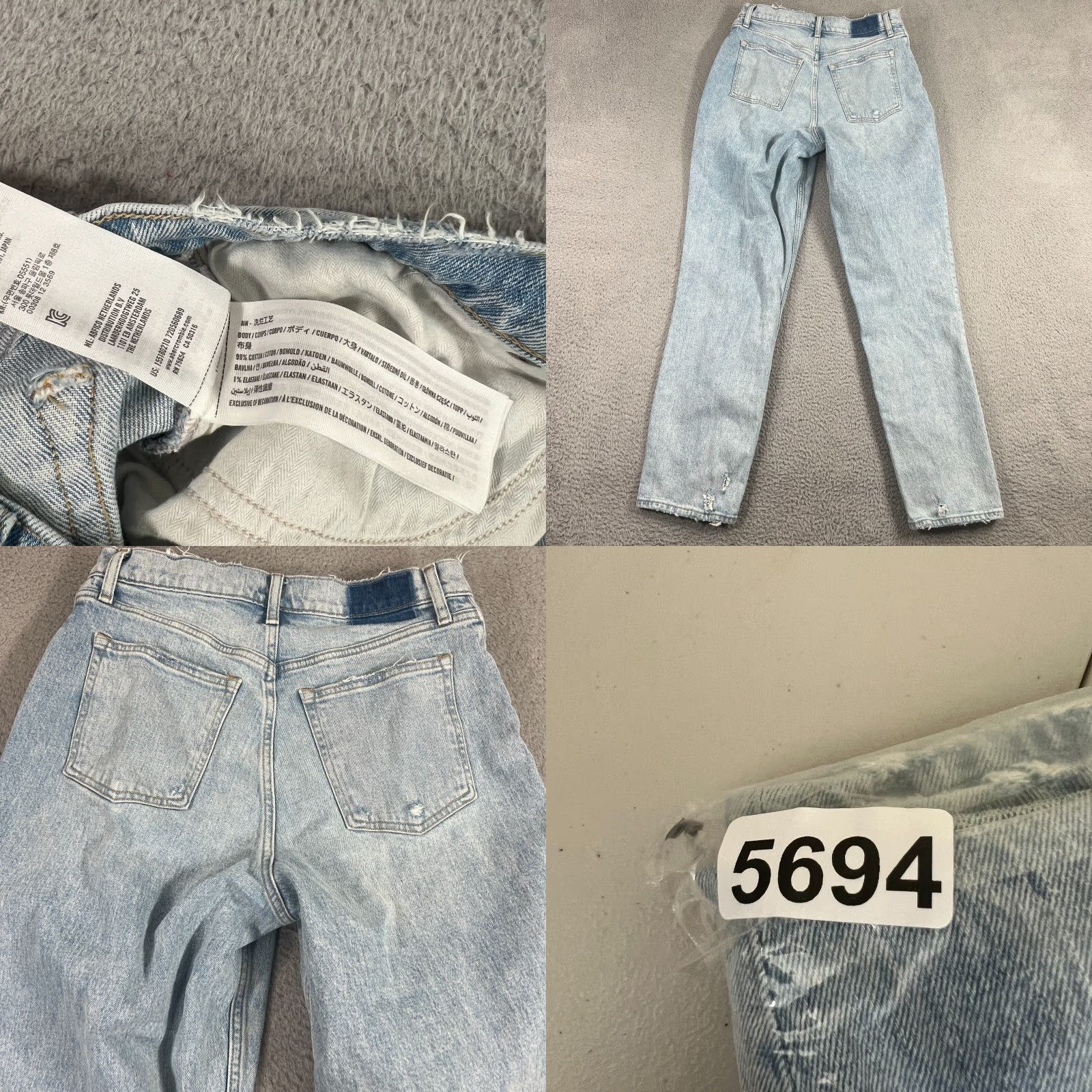 Abercrombie & Fitch VINTAGE Abercrombie & Fitch Women's Jeans 12 Straight High Rise Light Wash 90s Denim Stretch Size 32" / US 10 / IT 46 - 8 Thumbnail