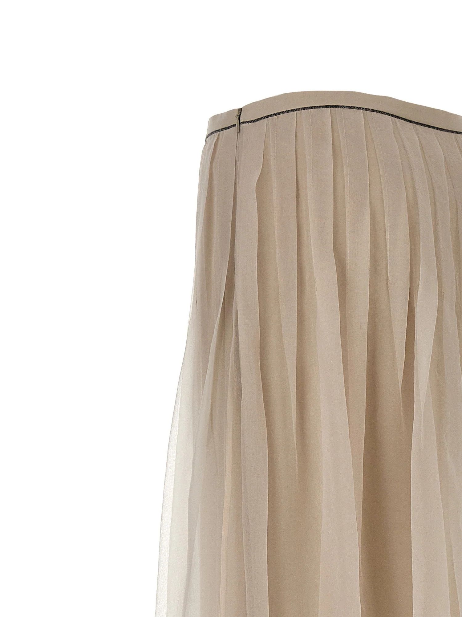 Brunello Cucinelli o1y0725 Midi Skirt in Beige Size 27" / US 4 / IT 40 - 3 Thumbnail
