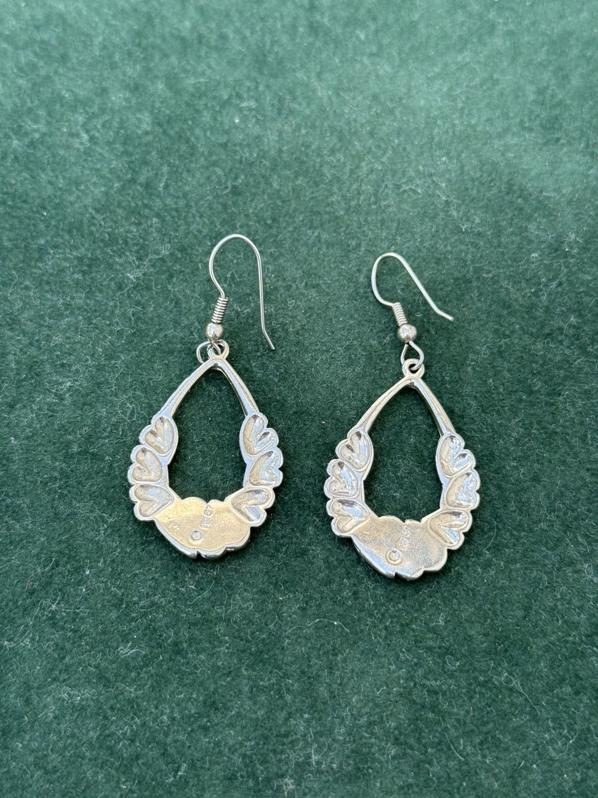 Vintage Vintage Sterling Silver Heart Teardrop Dangle Earrings Size ONE SIZE - 3 Thumbnail
