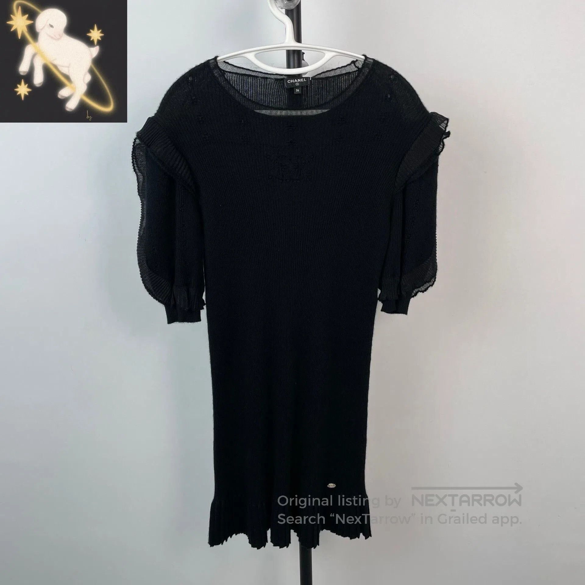 Chanel Chanel 21A Couture Black Ruffled Knit Dress. Size XS / US 0-2 / IT 36-38 - 1 Thumbnail