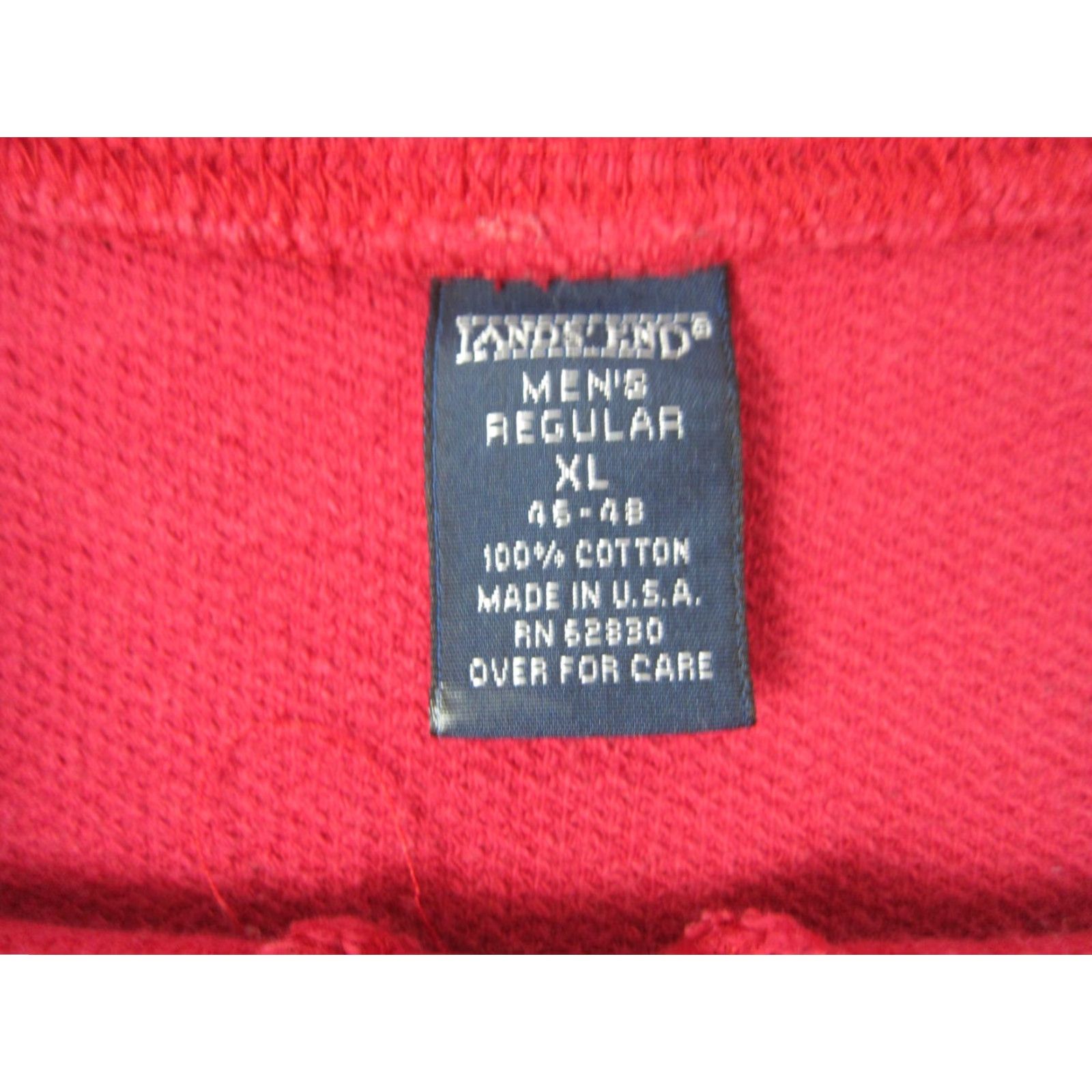 Lands' End Lands' End Sweatshirt XL Red Pullover Mens Crew Neck Cotton Fleece Vintage USA Pattern Solid Made in USA Size US XL / EU 56 / 4 - 4 Thumbnail