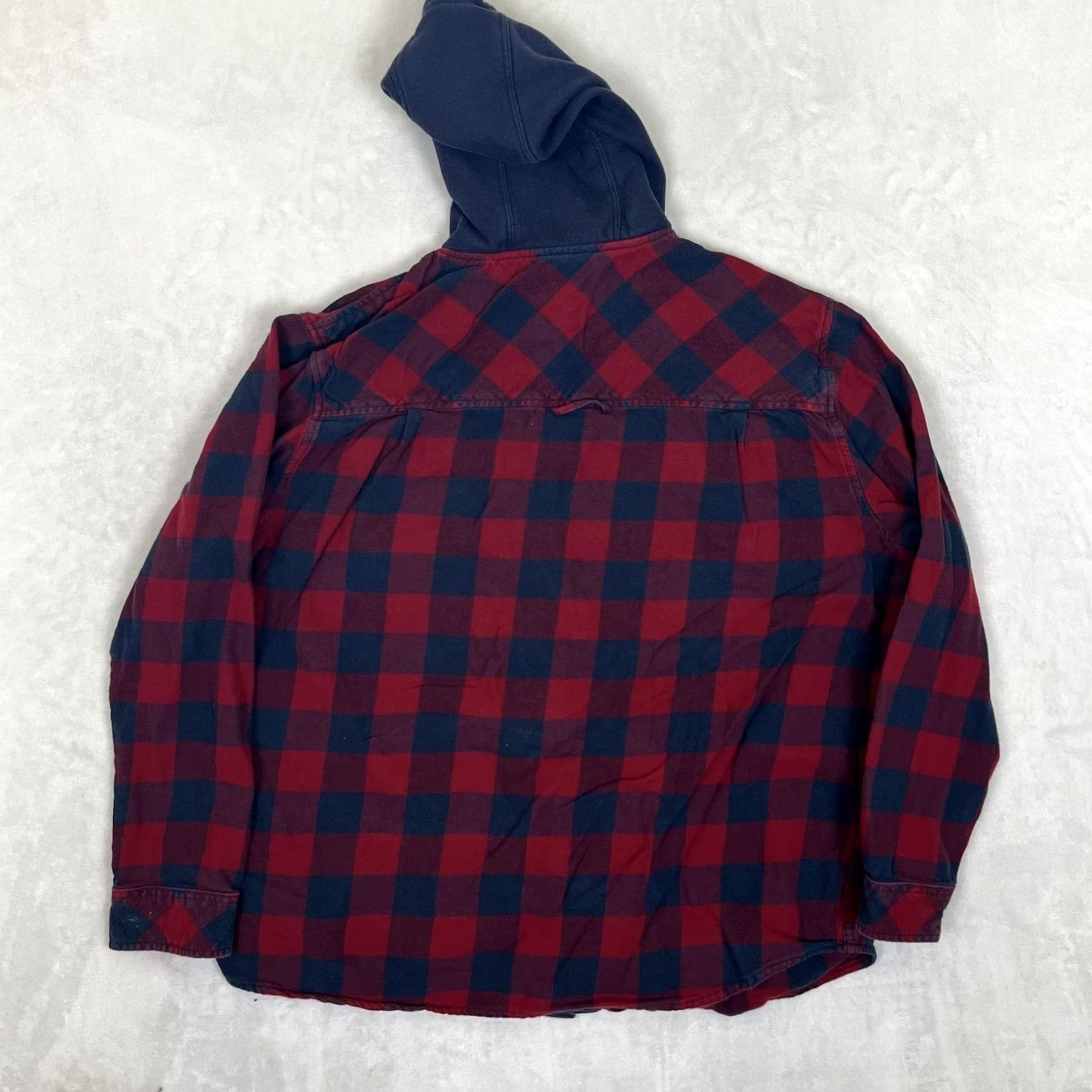 Hurley Hurley Shirt Mens 2XL Red Navy Plaid Hooded Flannel Long Sleeve Button Up Casual Size US XXL / EU 58 / 5 - 7 Thumbnail