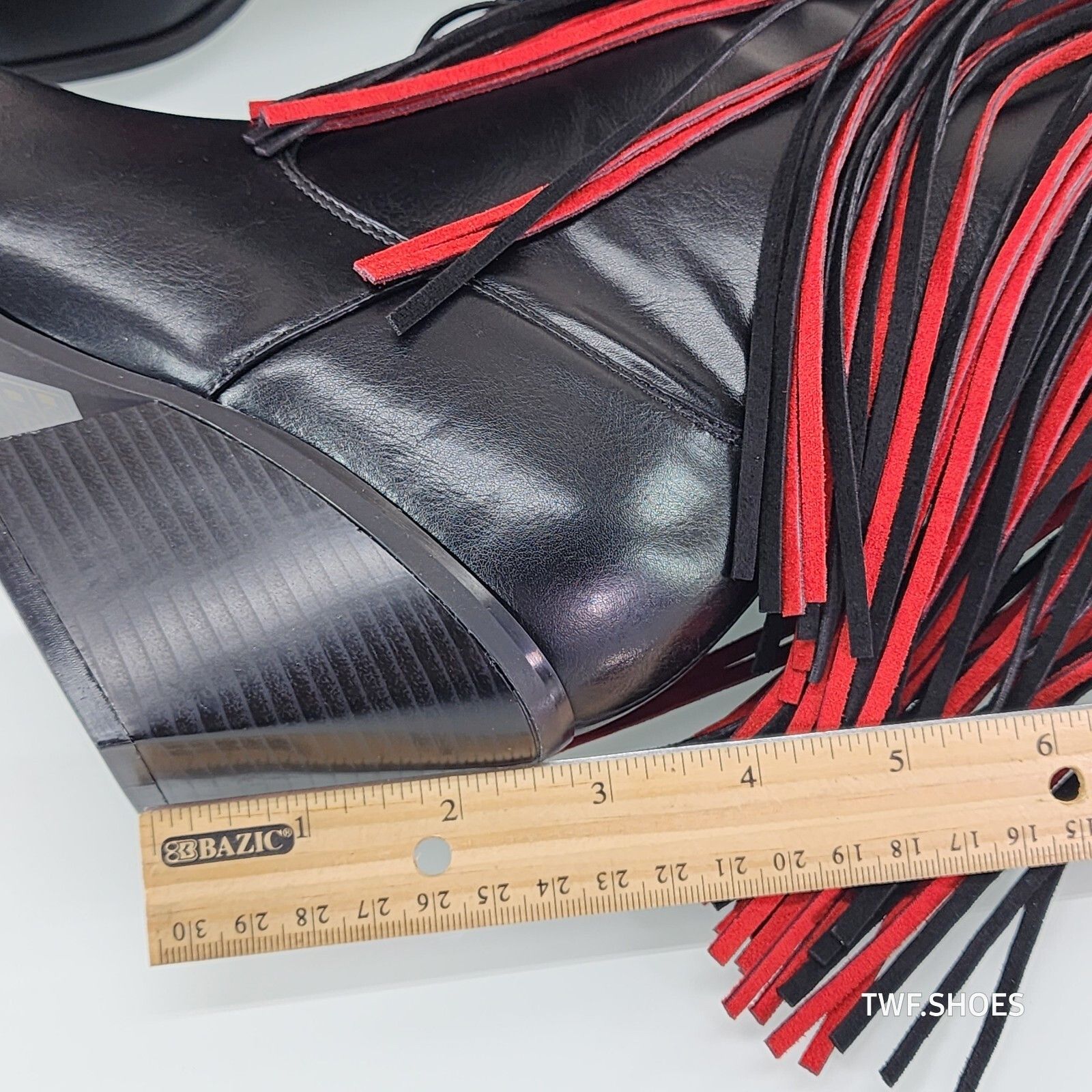 Other Dusty Roads Mid Calf Black and Red Fringe Country Western Co Size US 6.5 / IT 36.5 - 8 Thumbnail