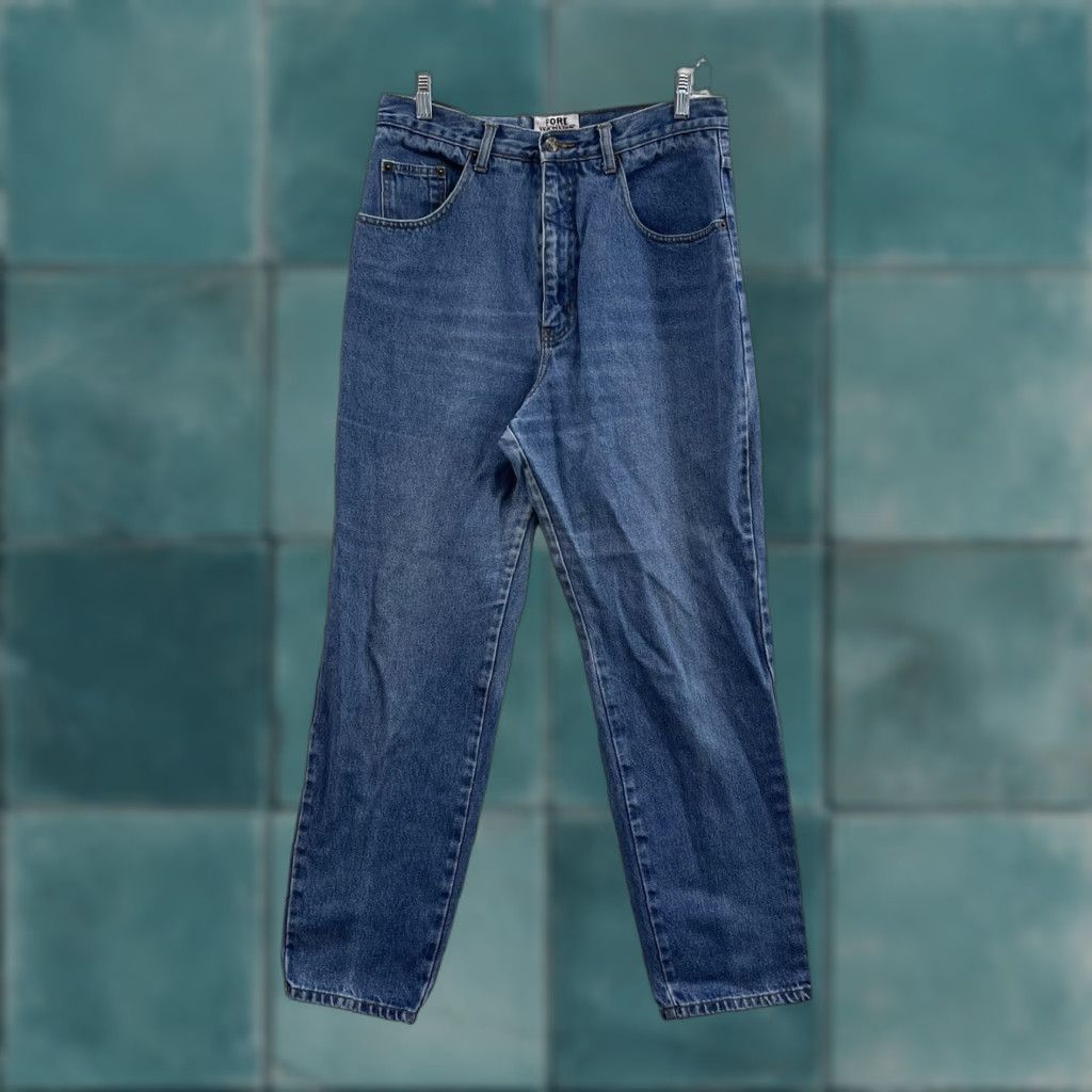 Vintage VINTAGE 80s 90s Jeans Womens High Waist Tapered Leg Medium Wash 30 in 12/14 Fore Warned Denim Cotton Regular Blue Mens Boys Womens Size 34" / US 12 / IT 48 - 1 Thumbnail