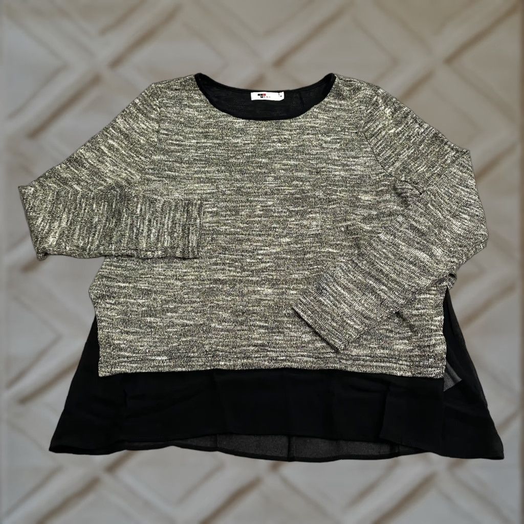 Vintage TEMT Shiny Combo Sweater Blouse Womens M Brown Black Round Neck Casual Knit Size M / US 6-8 / IT 42-44 - 1 Thumbnail