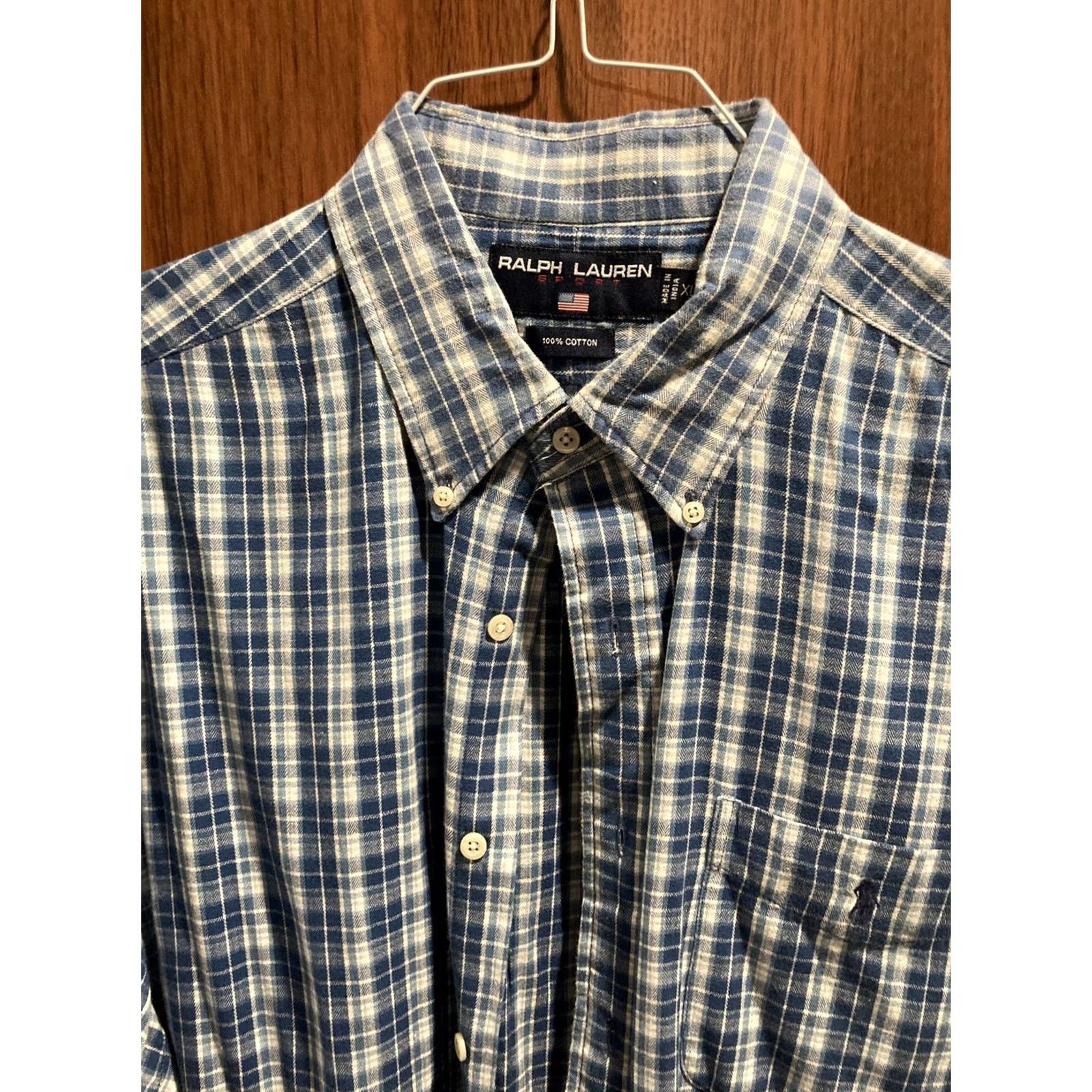 Ralph Lauren VINTAGE Ralph Lauren Polo Sport Shirt Plaid Flannel Blue Blue XL Men Button-Up Long Sleeve Sports - Size US XL / EU 56 / 4 - 5 Thumbnail