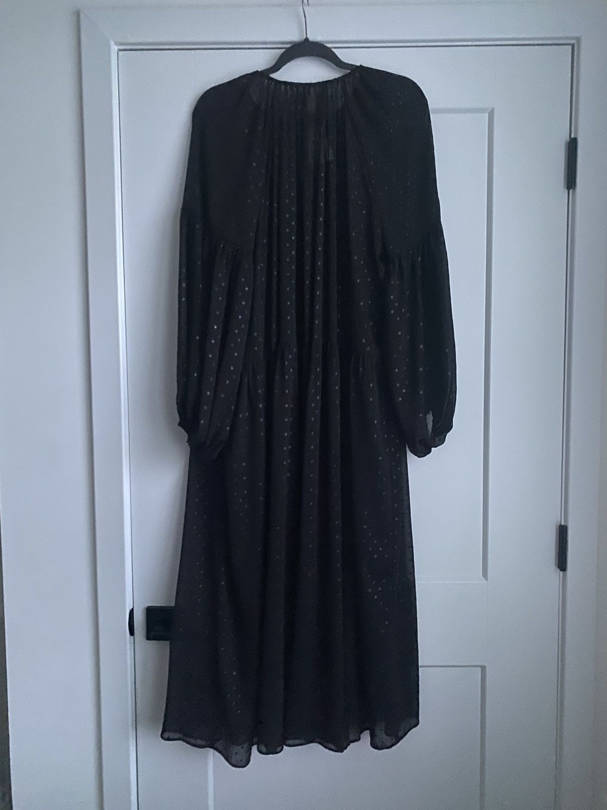H&M H&M LONG BLACK POLKA DOT SHIMMERING PATTERN CHIFFON DRESS Size XL / US 12-14 / IT 48-50 - 7 Thumbnail
