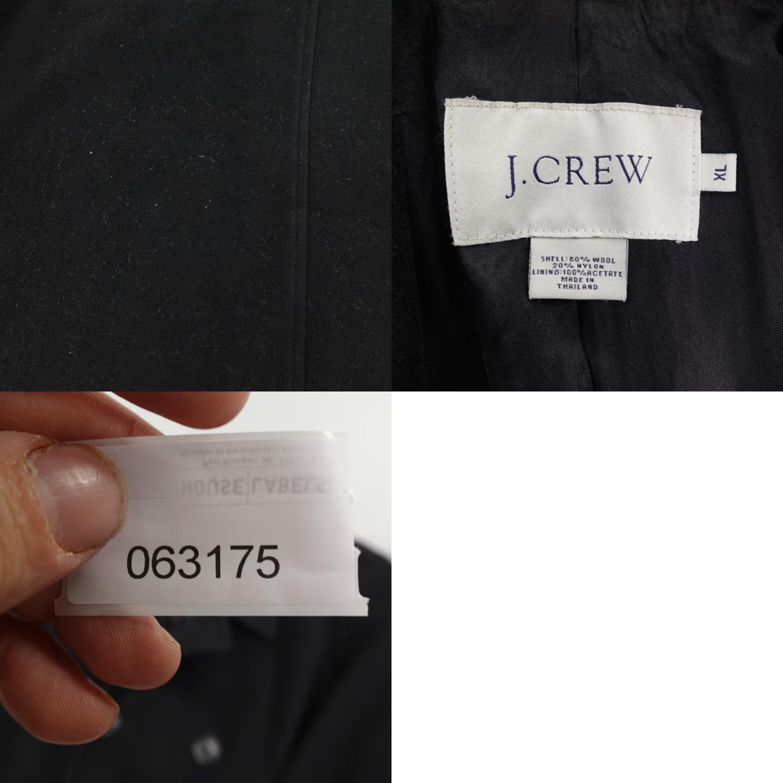 J.Crew VINTAGE J.CREW Mens XL Pea Coat Wool Blend Double Breasted Winter Lined Black Outer Shell Clothing Size US XL / EU 56 / 4 - 8 Thumbnail