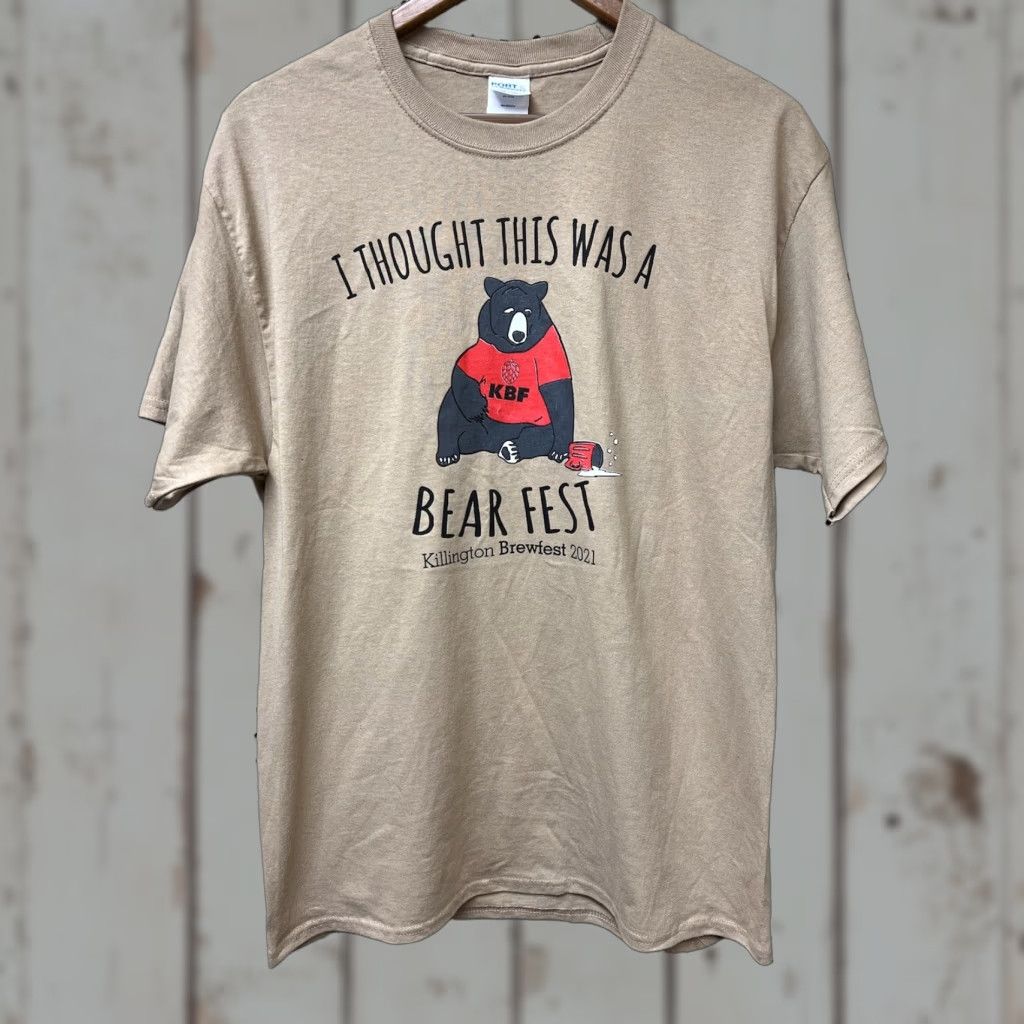 Port & Company Port & Company T-Shirt Brown 2021 Killington VT Brewfest Brown Bear Short Sleeve L Men Crew Neck Regular Vintage No (Animals) Size US L / EU 52-54 / 3 - 1 Thumbnail