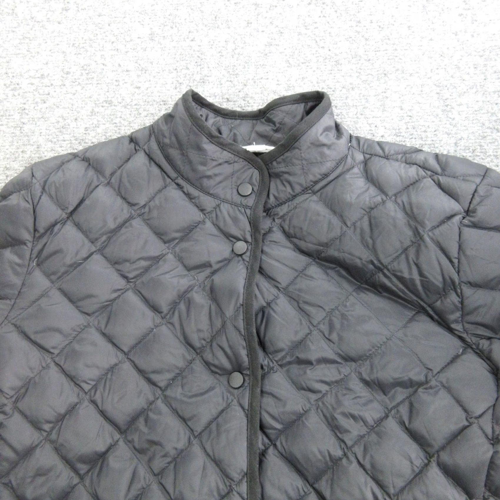 J. Jill J. Jill Coat Womens Medium Black Quilted Down Snap Front Pockets Mid Length Size M / US 6-8 / IT 42-44 - 6 Thumbnail
