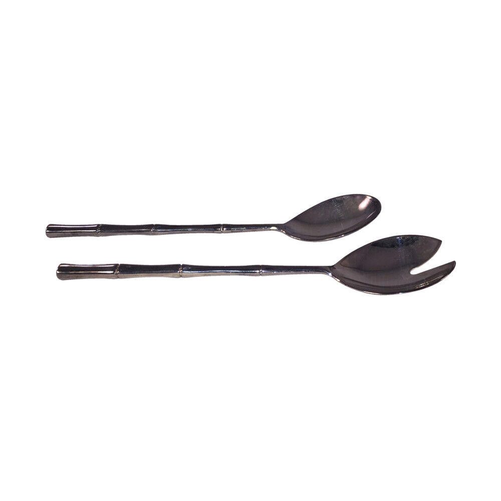 Designer Large Italian Bamboo Inspired Salad Fork and Spoon Set Size ONE SIZE - 4 Thumbnail
