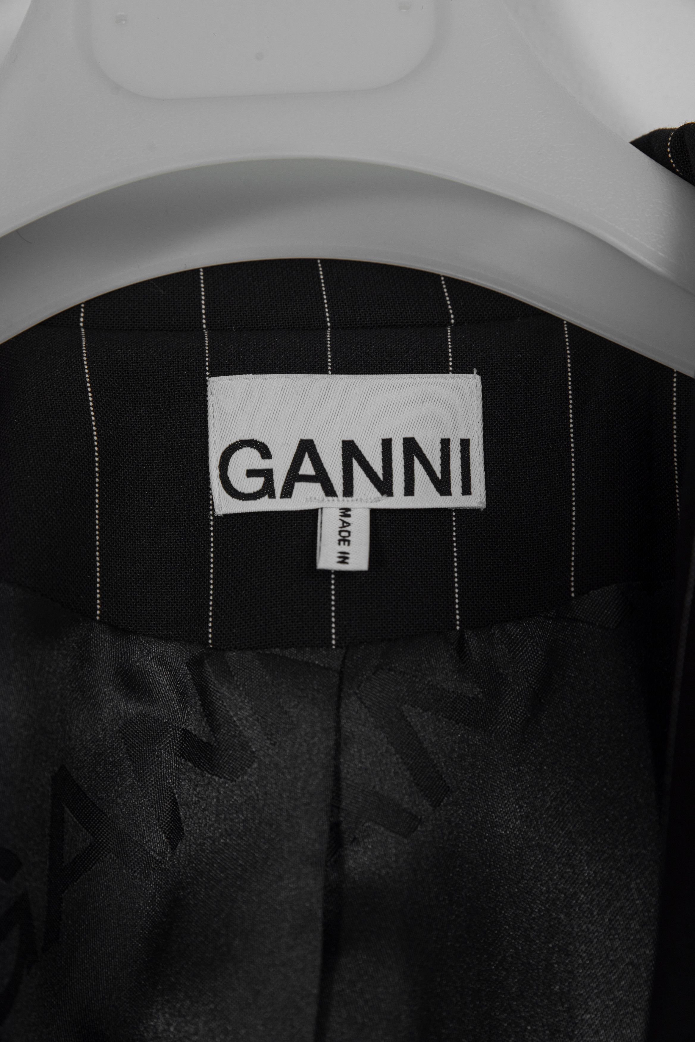 Ganni Ganni Black Striped Blazer Size L / US 10 / IT 46 - 2 Thumbnail