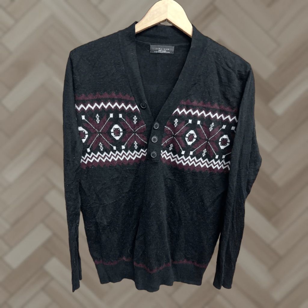 Zara Zara Man Sport Classic Wool Blend Cardigan XL Black Mens Sweater Long Sleeve Knitted Knit Regular Cardigan Classic Modern Size US XL / EU 56 / 4 - 1 Thumbnail