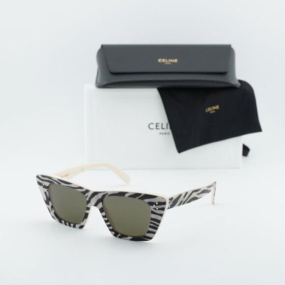Celine Celine CL40187I 99E Sunglasses White and Black Animal Size ONE SIZE - 10 Thumbnail