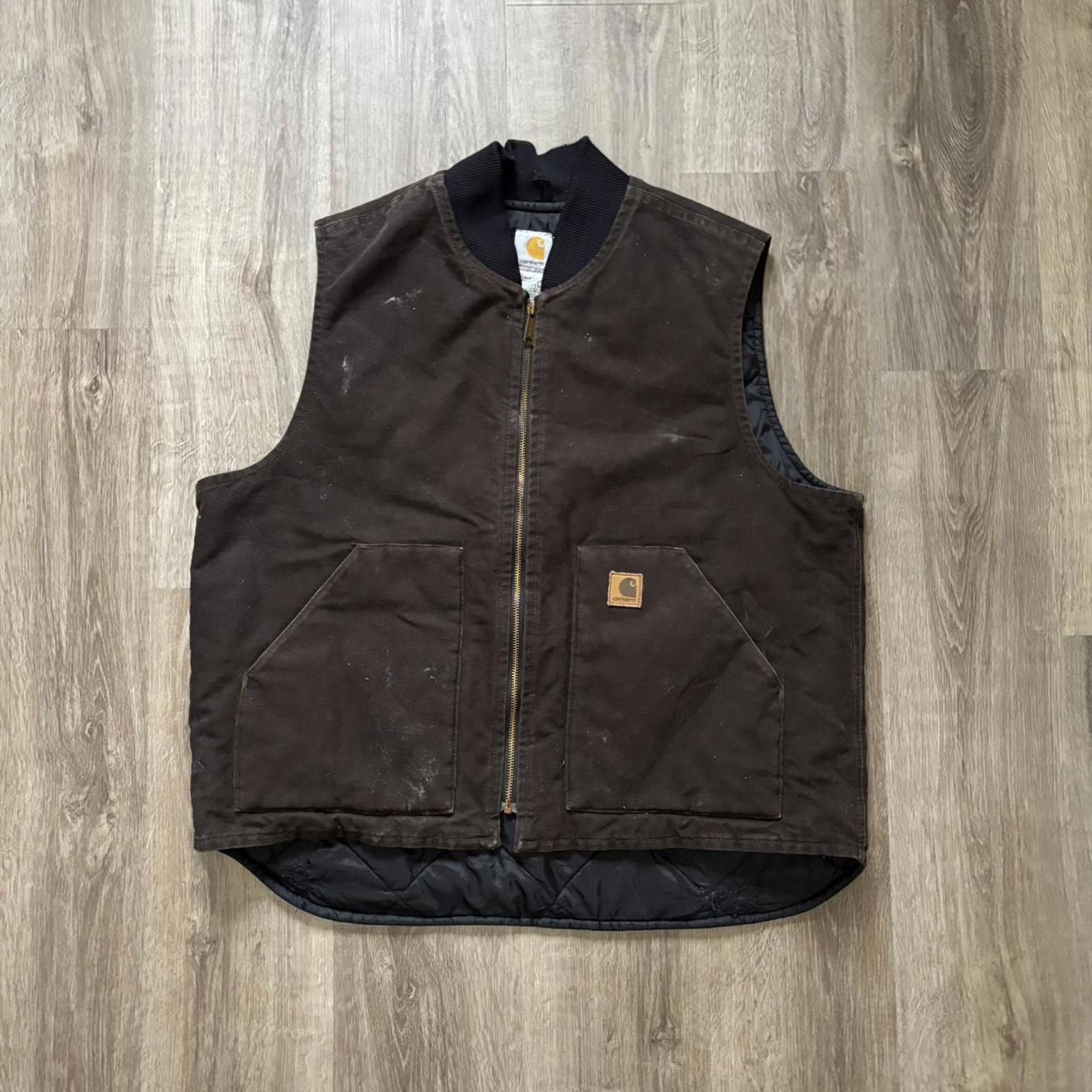 Carhartt Vintage Y2K Carharrt Distressed Brown Workwear Vest Size US XL / EU 56 / 4 - 1 Thumbnail