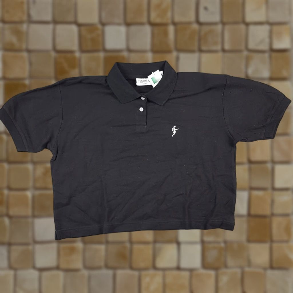 Vintage Vintage Tee Wear Cropped Polo Shirt Women Large Black 90s Preppy Tennis Golf Sports Size L / US 10 / IT 46 - 1 Thumbnail