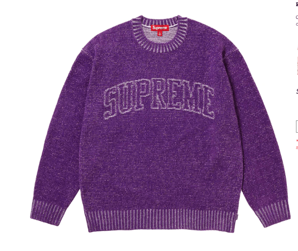 image of Supreme Contrast Arc Sweater Purple Size Xl, Men's