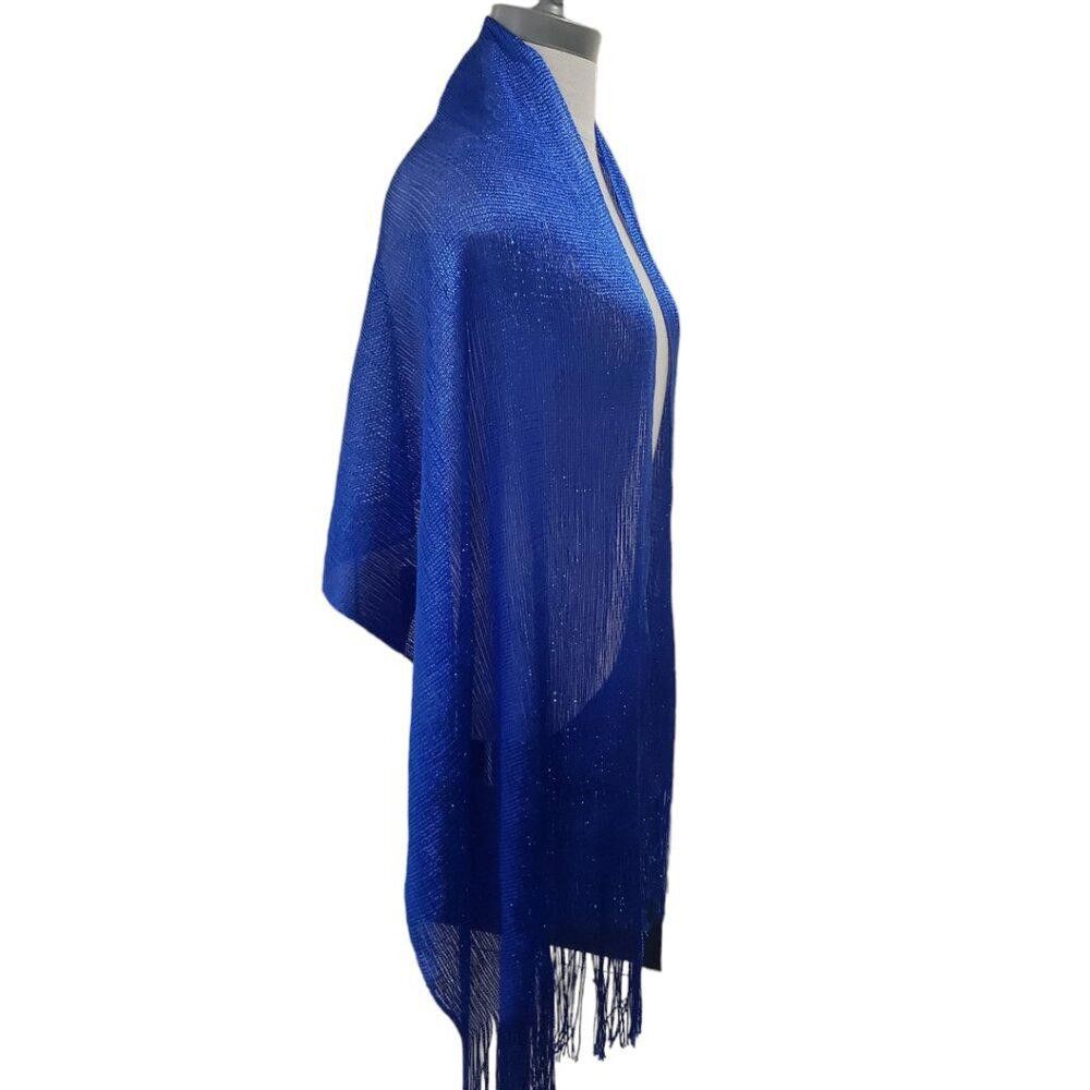 Designer CT1760 Odiva Royal Blue Fringes Scarf/Wrap Size ONE SIZE - 3 Thumbnail