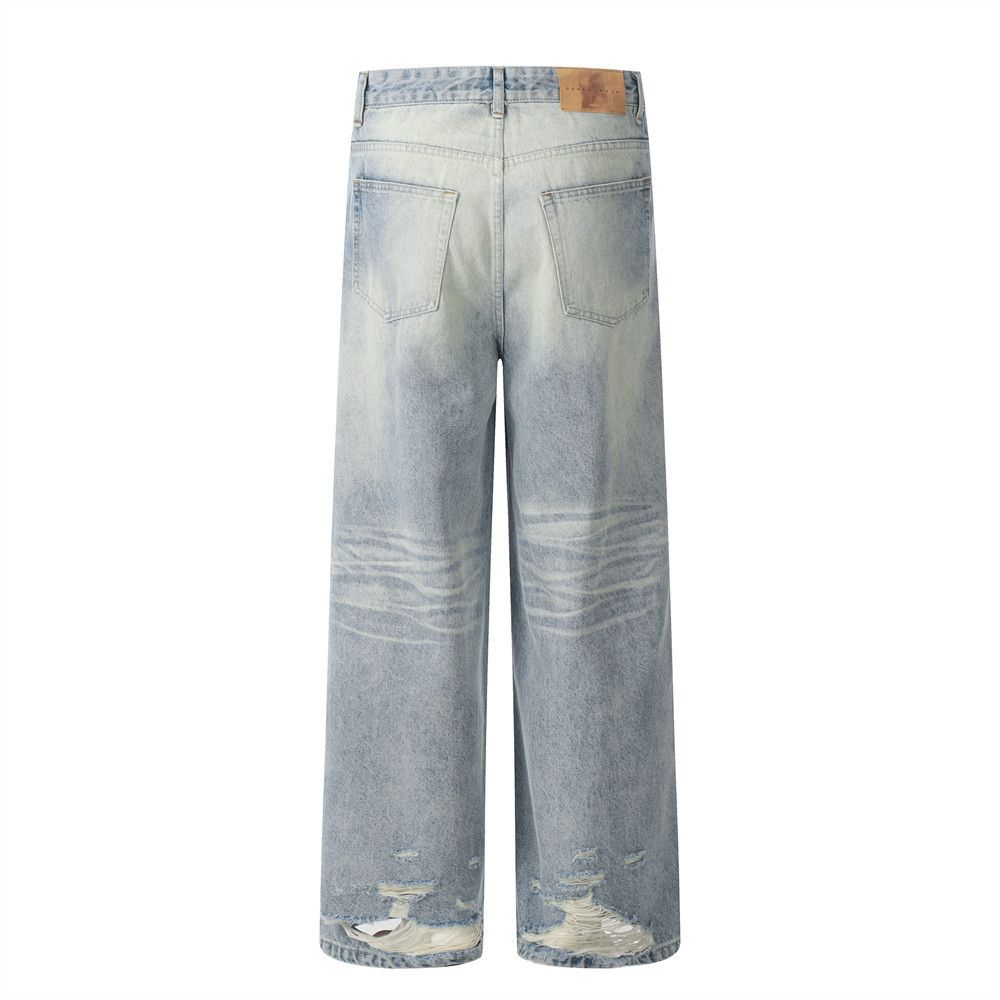 Japanese Brand × Jean Men's street washed distressed tie-dyed gradient loose jeans Size US 34 / EU 50 - 3 Thumbnail