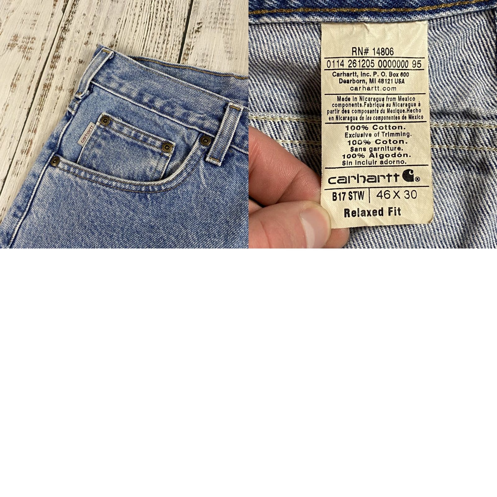 Carhartt VINTAGE Carhartt Jeans Relaxed Fit Denim Blue B17 Size 46x30 Work Light Wash Mens Size US 30 / EU 46 - 8 Thumbnail