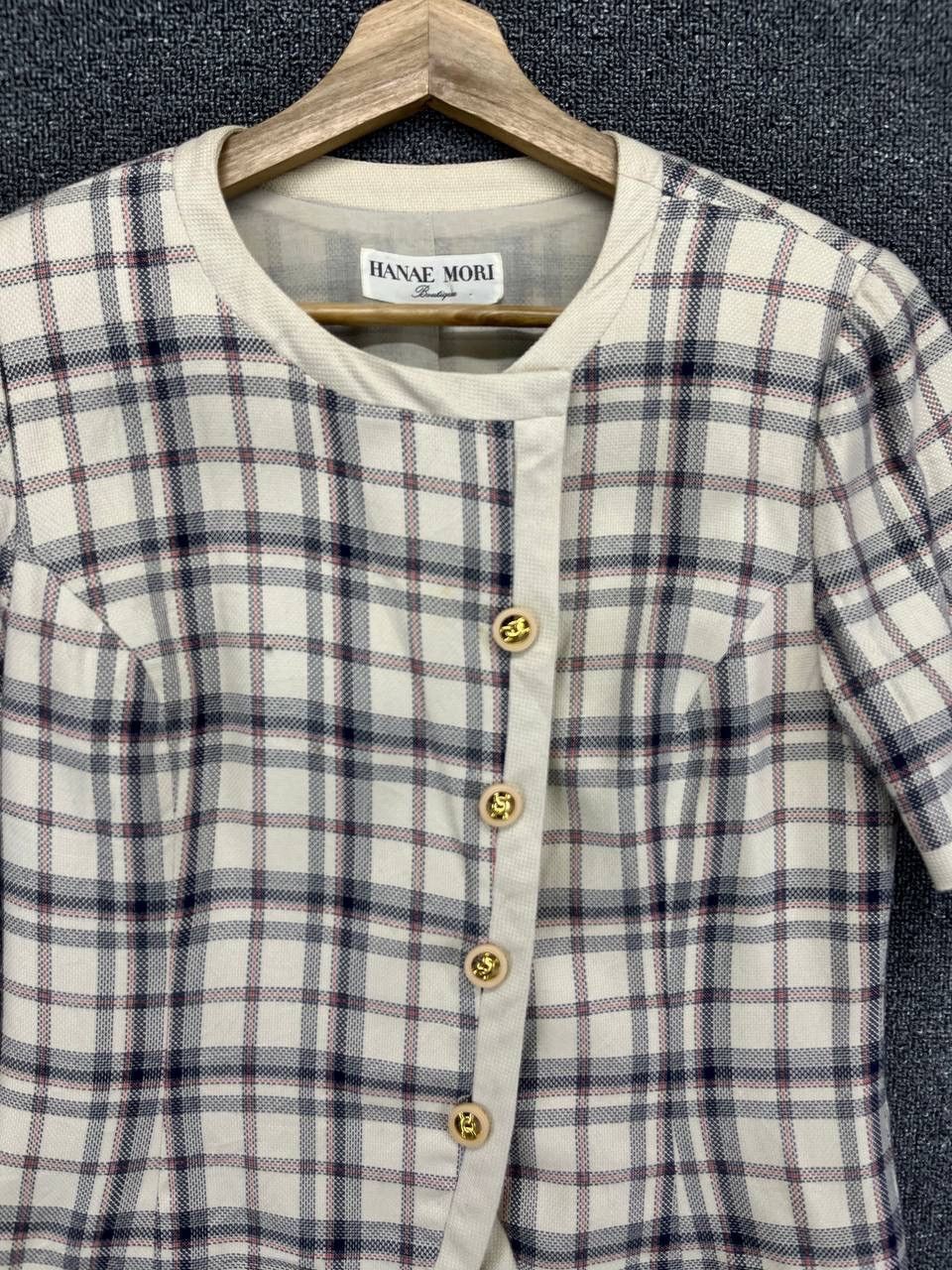 Flannel Hanae Mori Shadow Plaid Button Up Shirts Blouse Cardigan Size M / US 6-8 / IT 42-44 - 5 Thumbnail