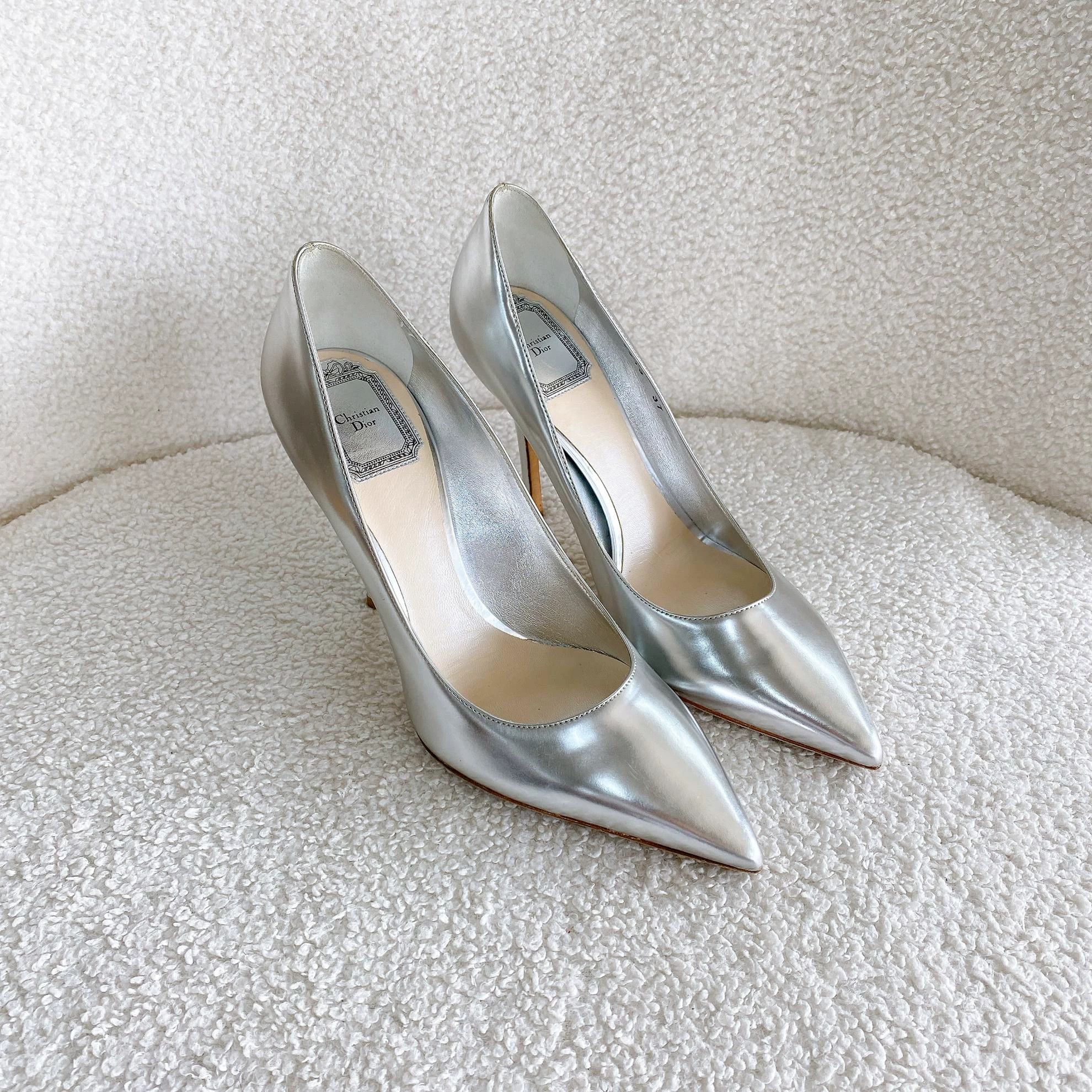 Christian Dior Monsieur Christian Dior Silver Heels 37 7681 Size US 6.5 / IT 36.5 - 3 Thumbnail