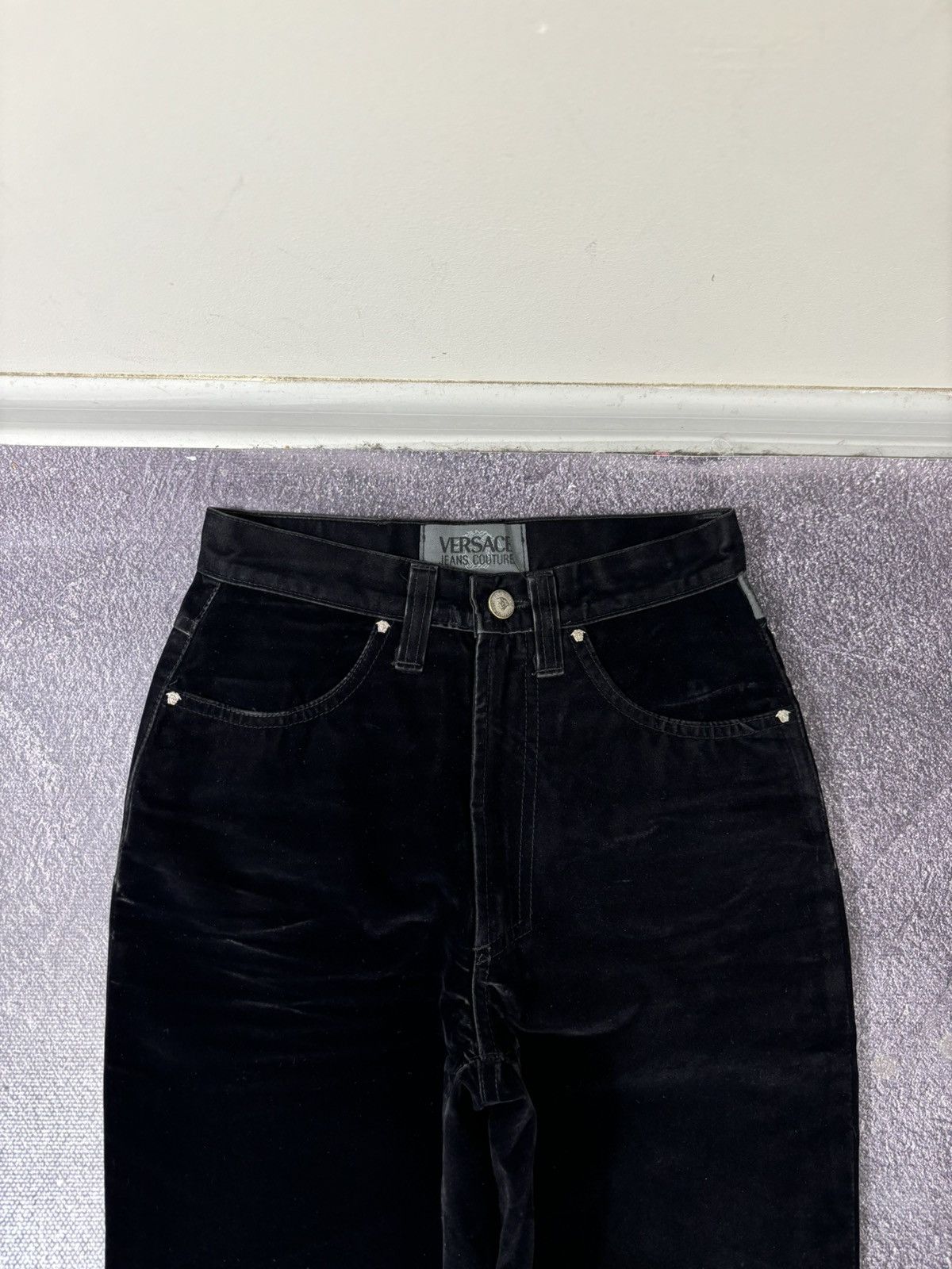 Versace Jeans Couture Vintage Versace Jeans Couture Women’s Medusa Velour Pants Size 26" / US 2 / IT 38 - 10 Thumbnail