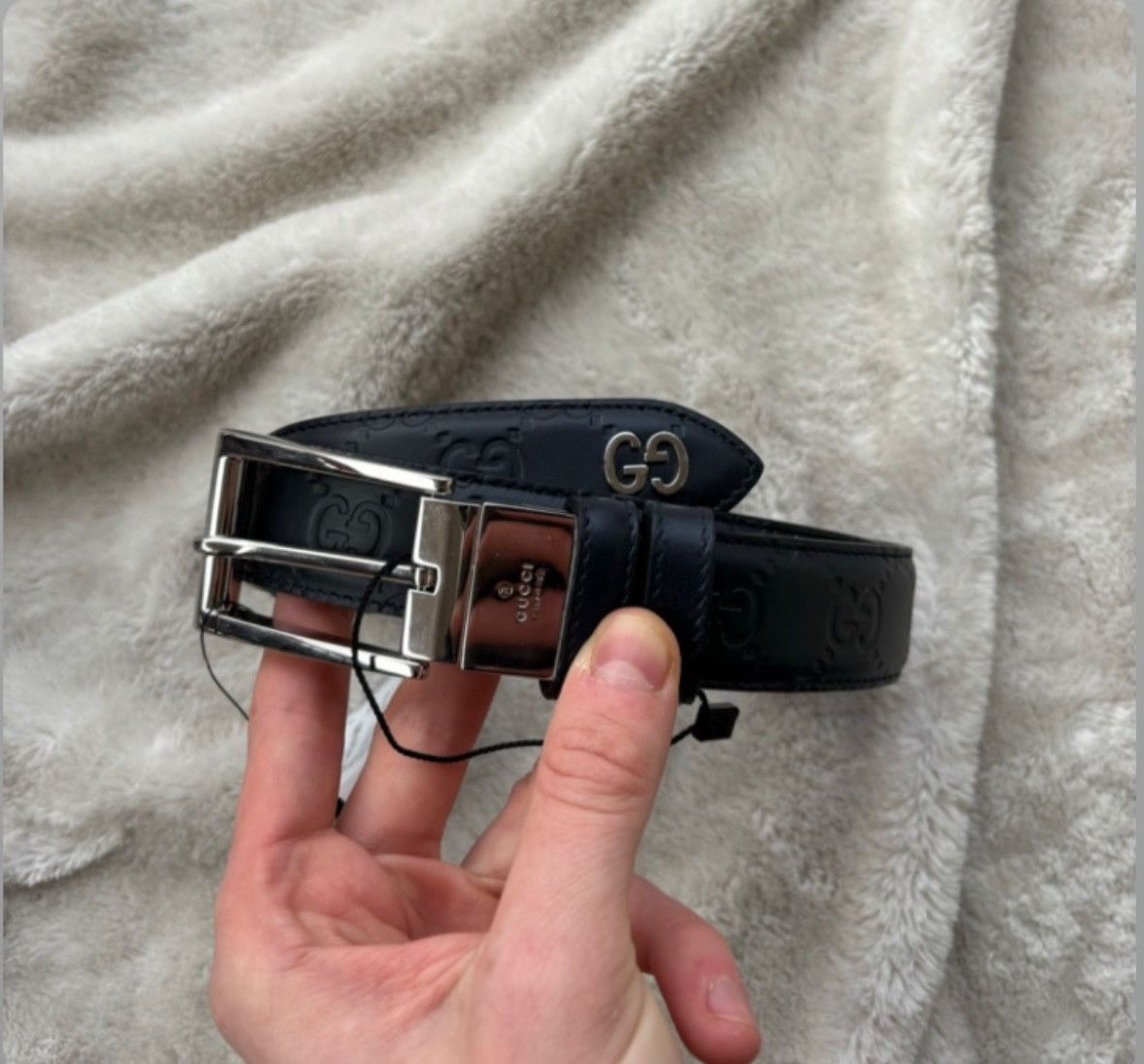 Gucci Gucci Navy Monogram GG Belt Size 32 - 1 Thumbnail