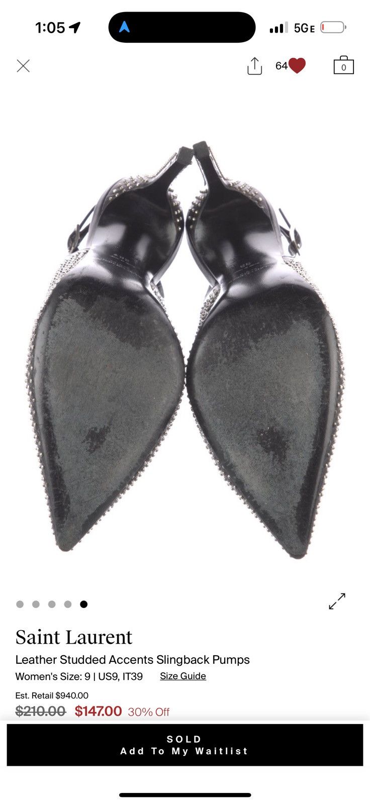 Saint Laurent Paris Saint laurent studded heels Size US 8 / IT 38 - 4 Thumbnail