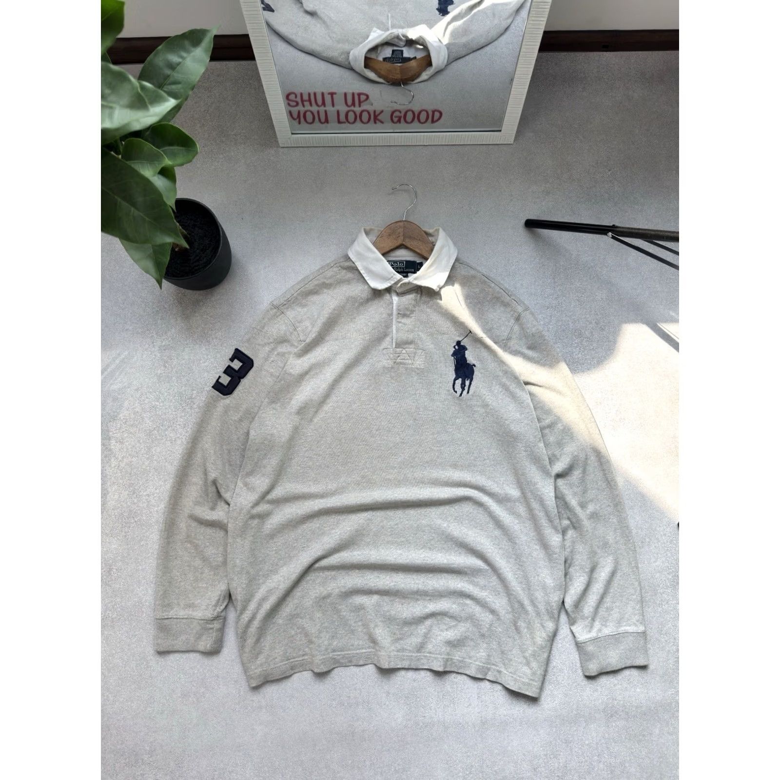 Polo Ralph Lauren VINTAGE Polo Ralph Lauren Polo Rugby Long Sleeve Shirt Gray L Men Size US L / EU 52-54 / 3 - 2 Thumbnail