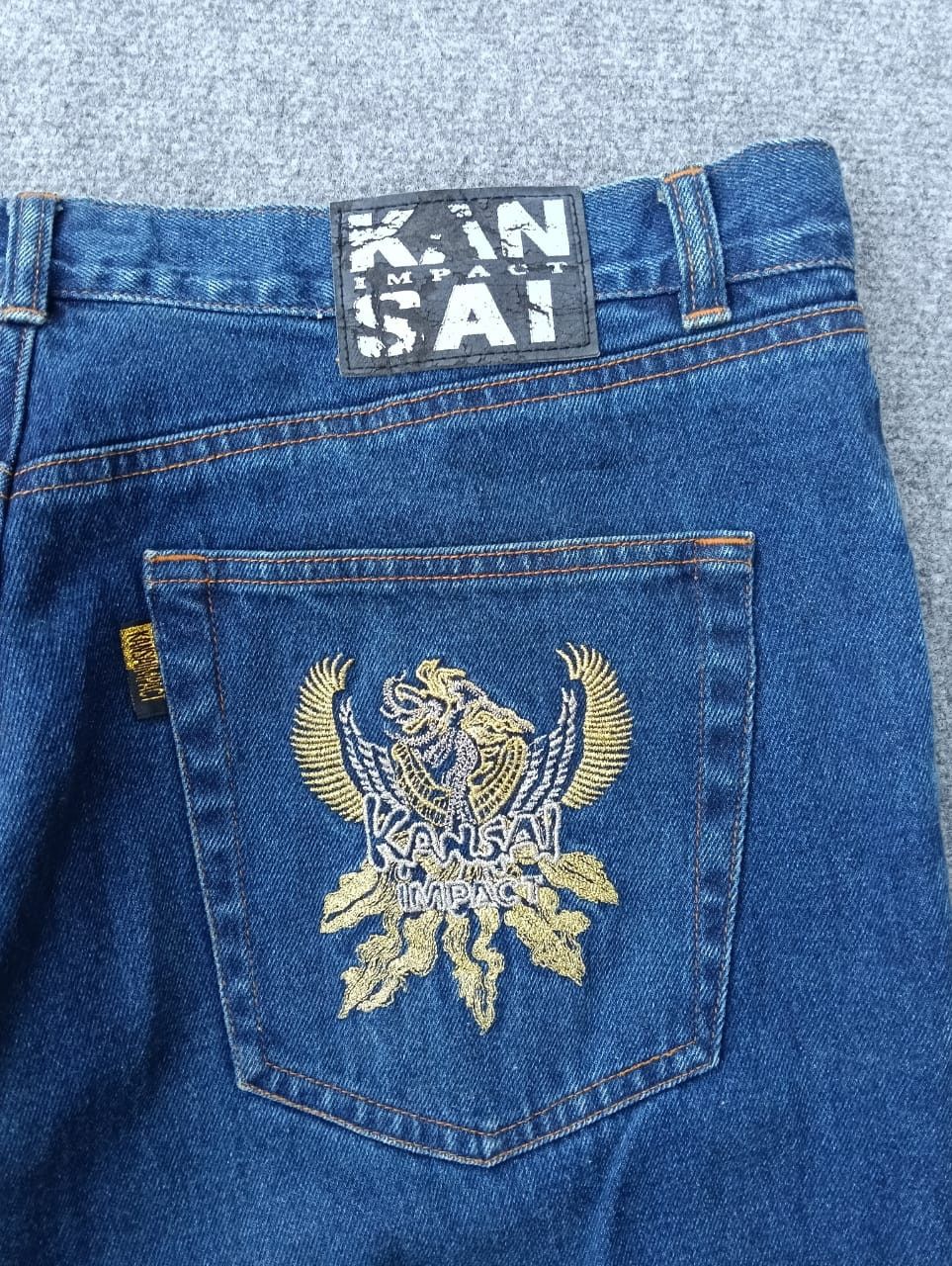 Kansai Yamamoto 90s baggy KANSAI IMPACT Embroidered Eagle Denim Jeans Size US 36 / EU 52 - 3 Thumbnail