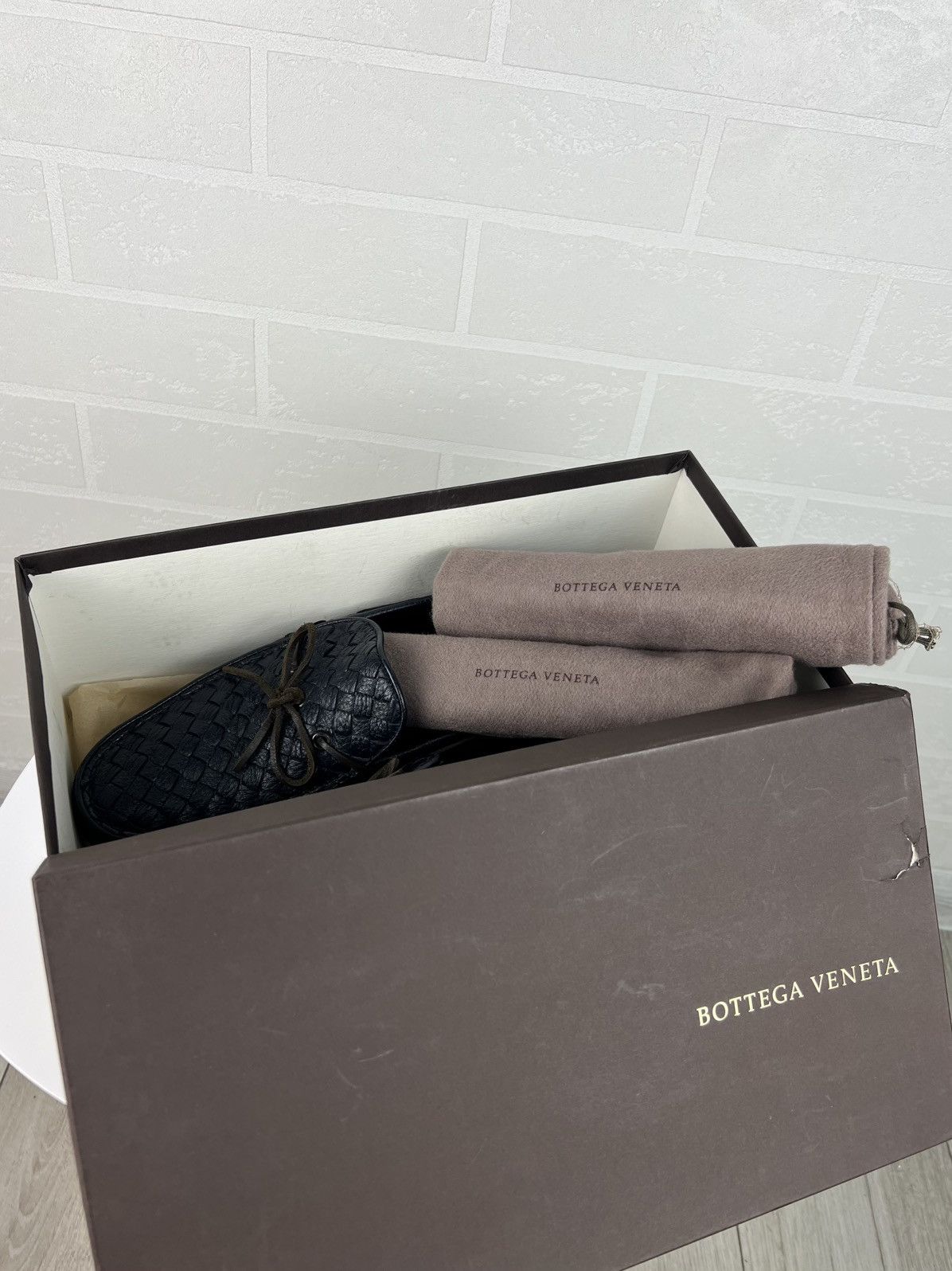 Bottega Veneta BOTTEGA VENETA Loafers Leather Shoes Woven Pleated Navy Mens Size US 10 / EU 43 - 6 Thumbnail