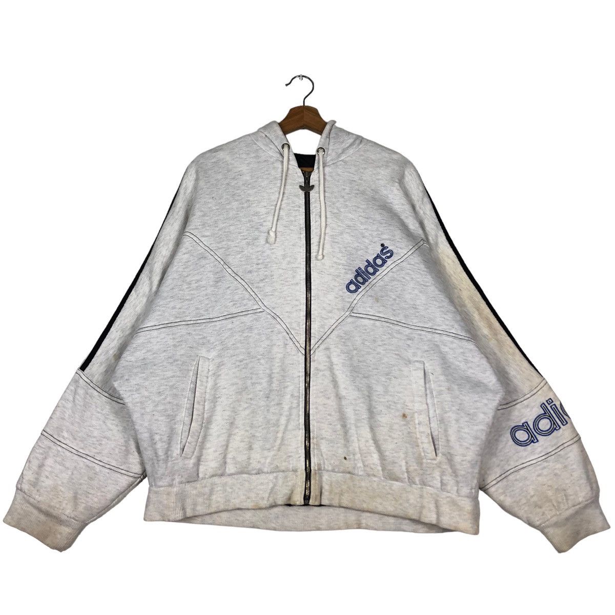 Adidas 🔥90’s Vintage Adidas Hoodie Big Logo Spell Out Size US XL / EU 56 / 4 - 1 Thumbnail