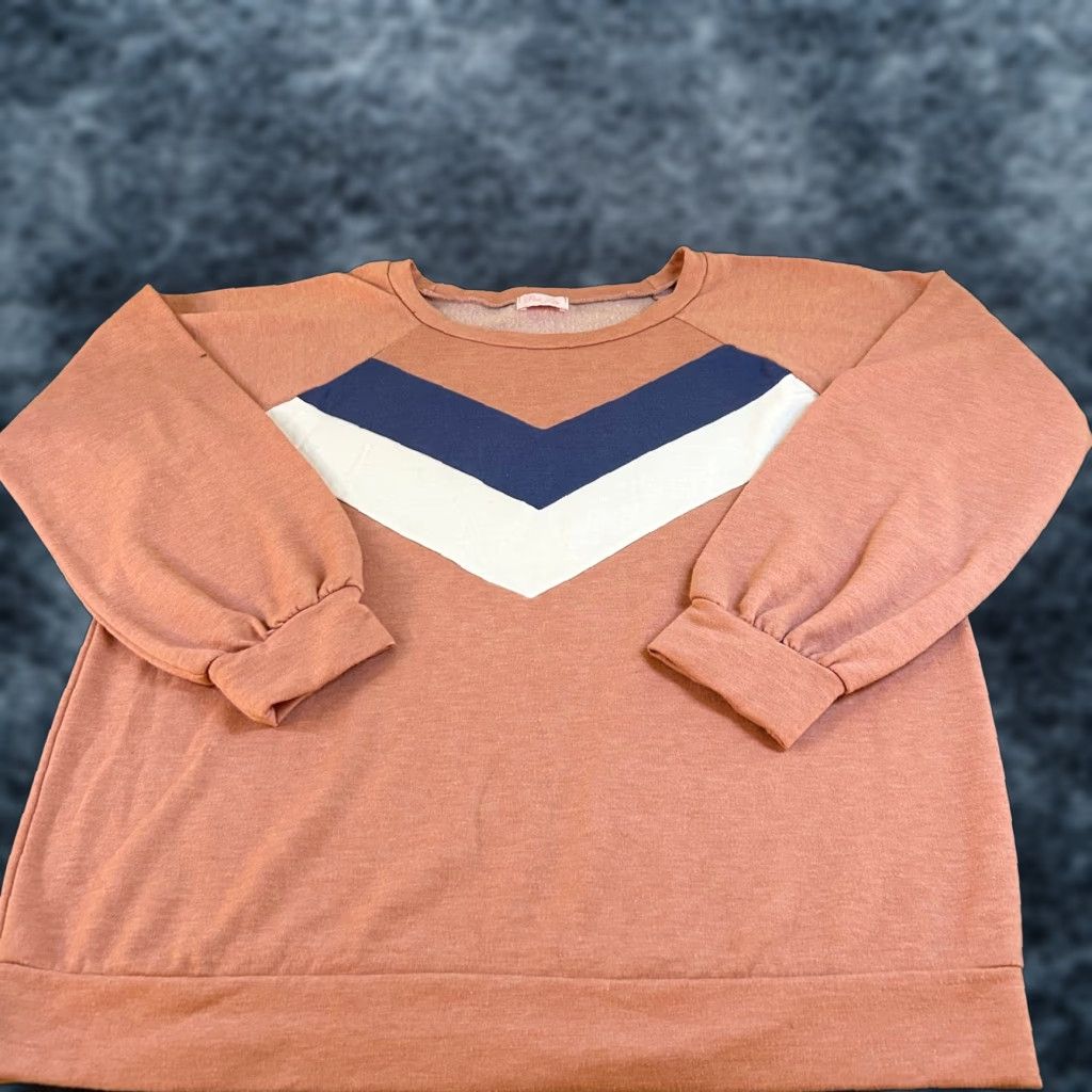 Vintage Pink Lily Chevron Pullover Top Blouson Sleeve Casual Comfy Pink Womens Large Size L / US 10 / IT 46 - 1 Thumbnail