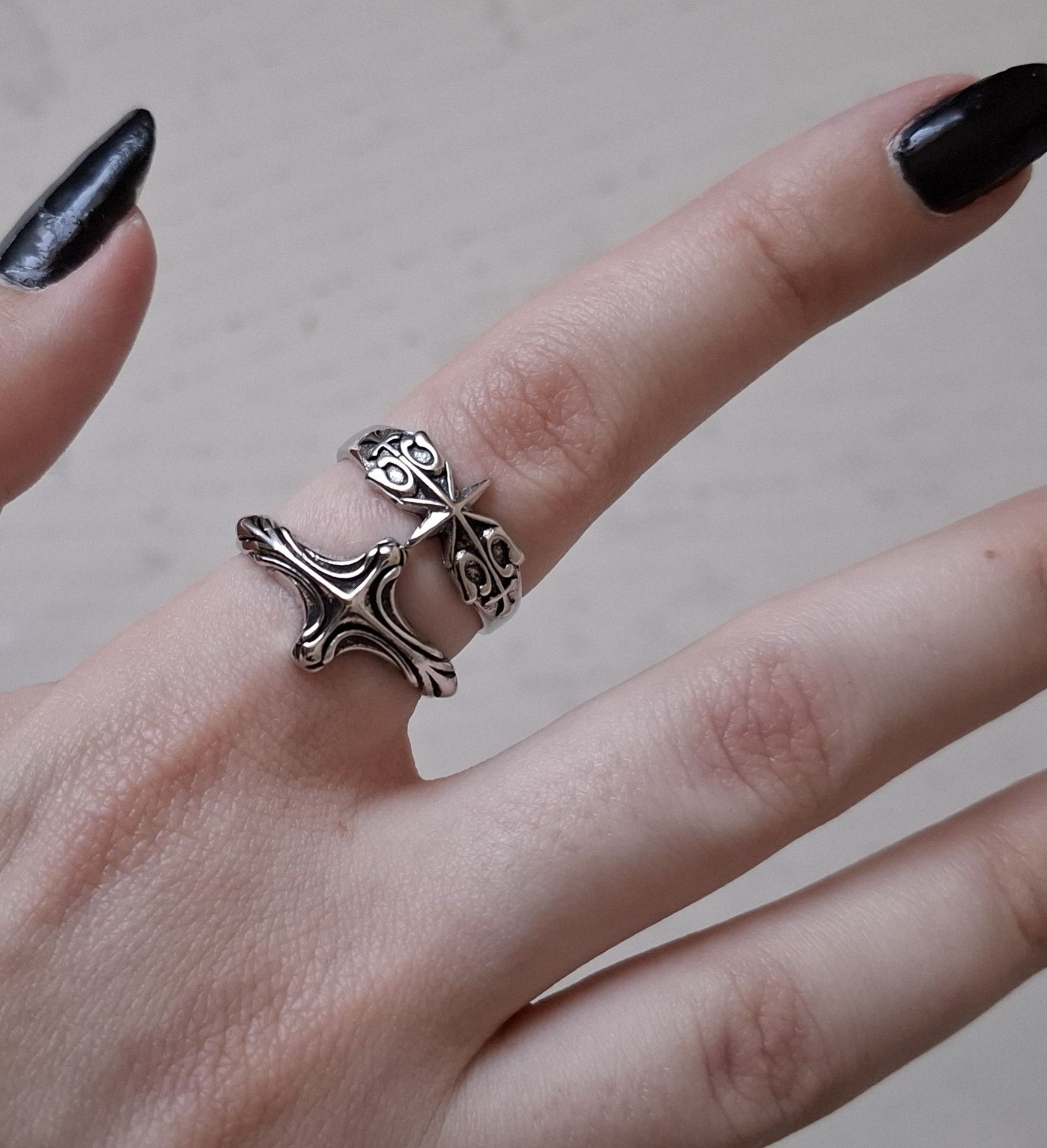 Jewelry Retro Six Point Star Adjustable Ring Size ONE SIZE - 8 Thumbnail