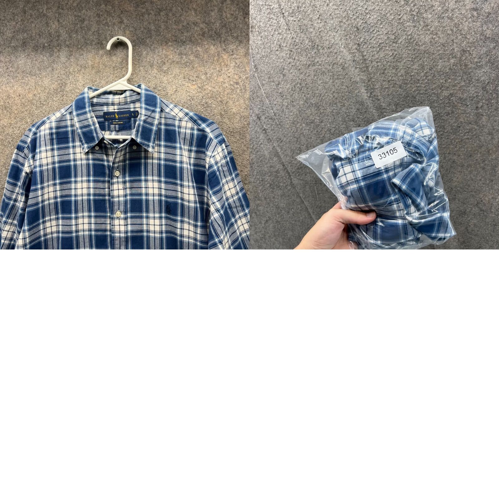 Polo Ralph Lauren VINTAGE Polo Ralph Lauren Shirt Mens Large Blue Button-Down Indigo Oxford Plaid Size US L / EU 52-54 / 3 - 8 Thumbnail